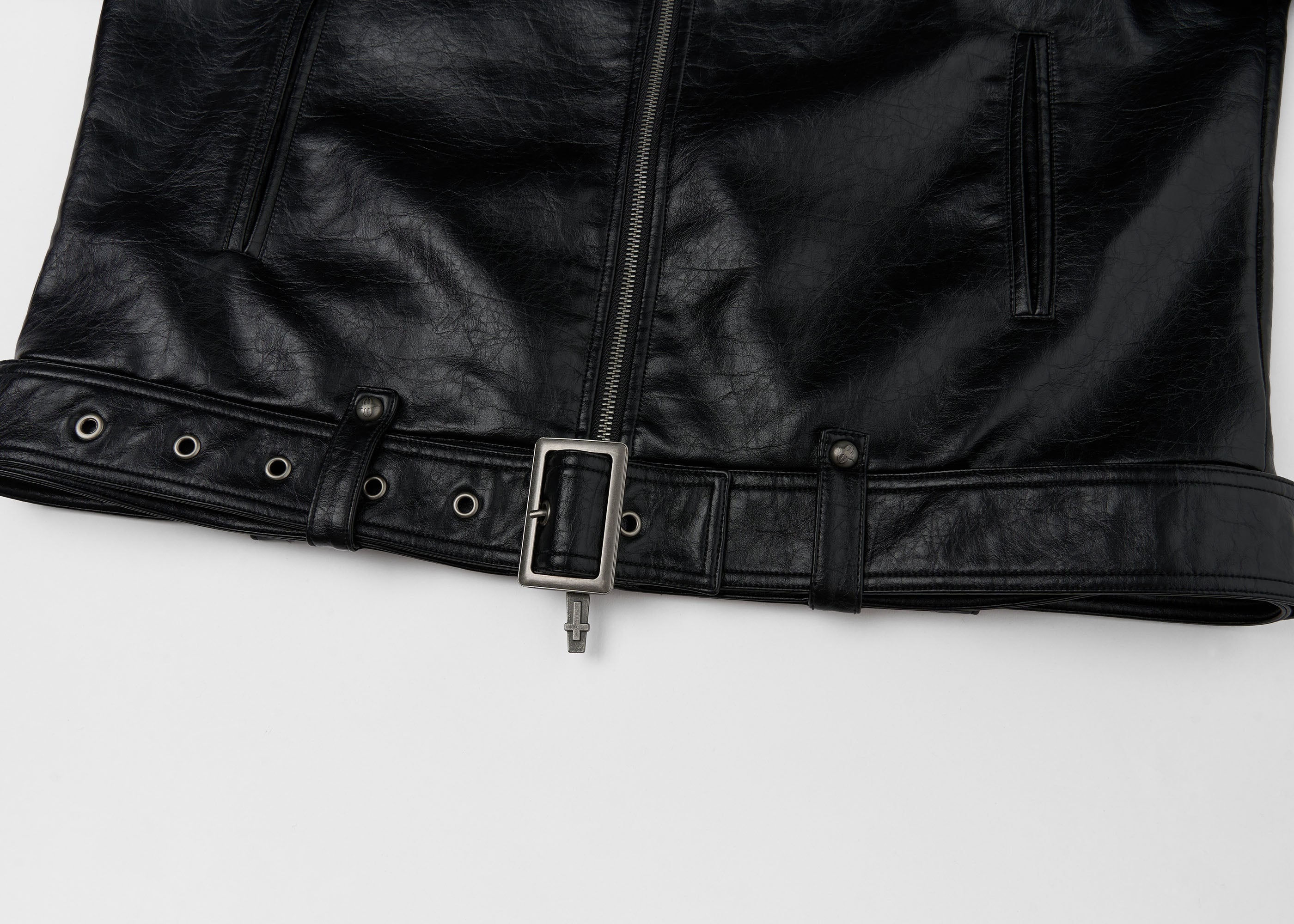 SAVAGEGROWTHWORLD Horse Patch Faux Leather Moto Jacket