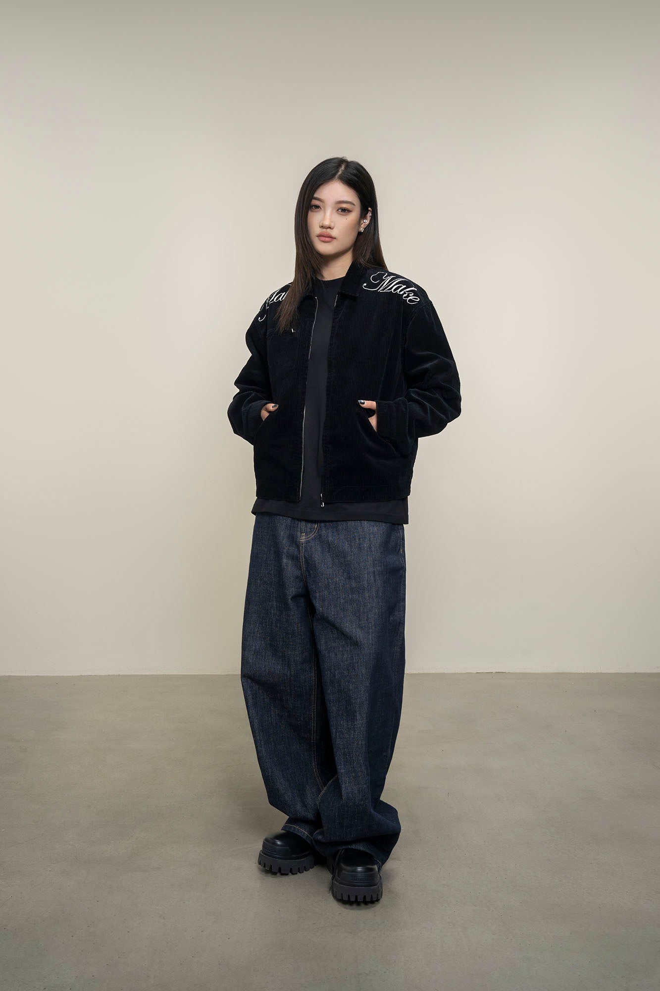 MAKEMORE Script Embroidered Corduroy Jacket