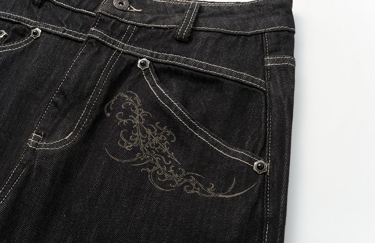 ELETEIZE Laser-Burned Curved Jeans