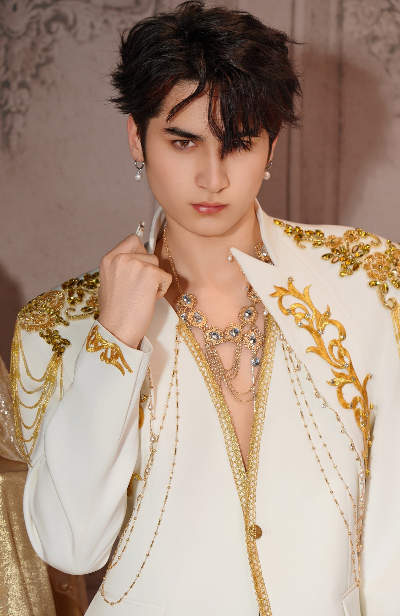 SHANG JIE Baroque Embroidered Chain-Draped Blazer, premium urban and streetwear designers apparel on PROJECTISR.com, SHANG JIE