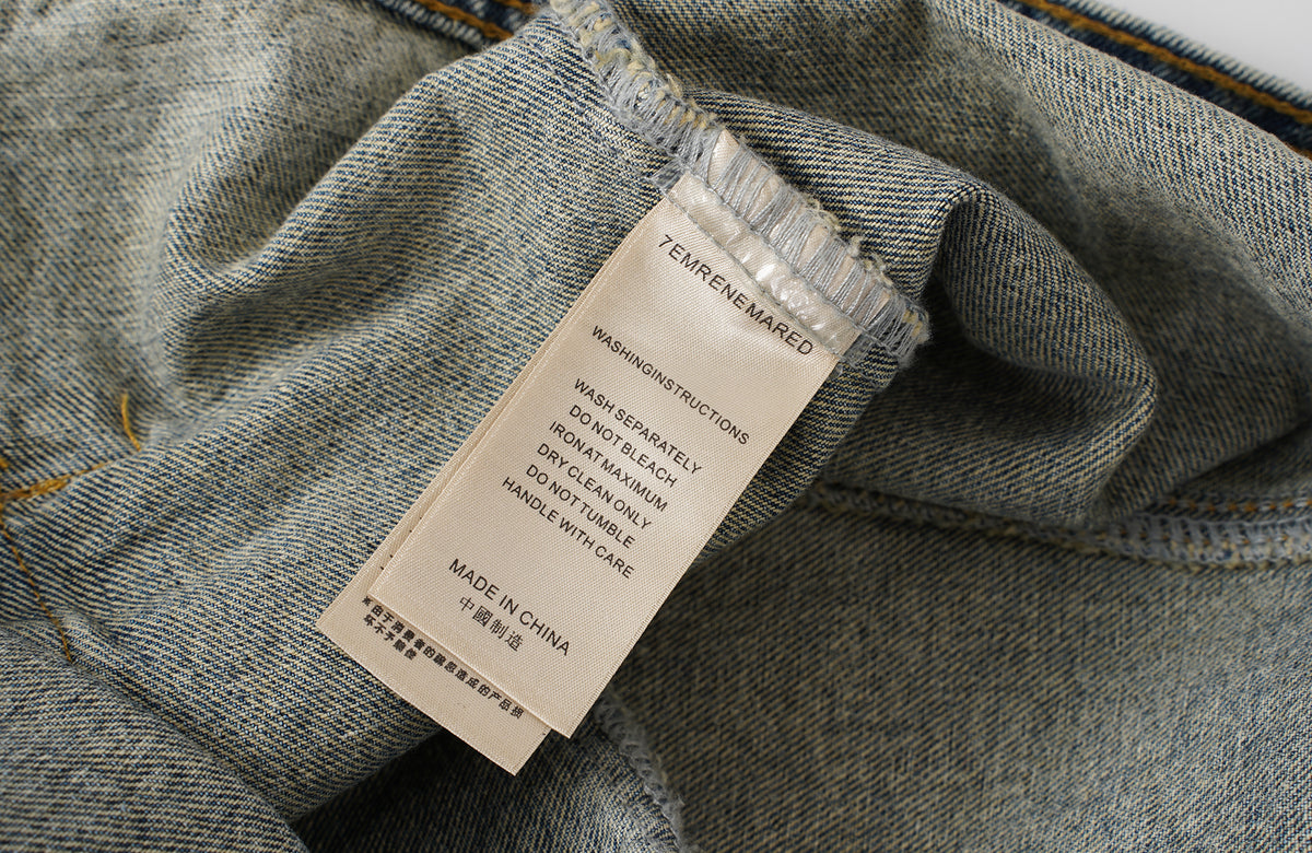 BOTANIC Washed Distressed Denim Biker Jacket
