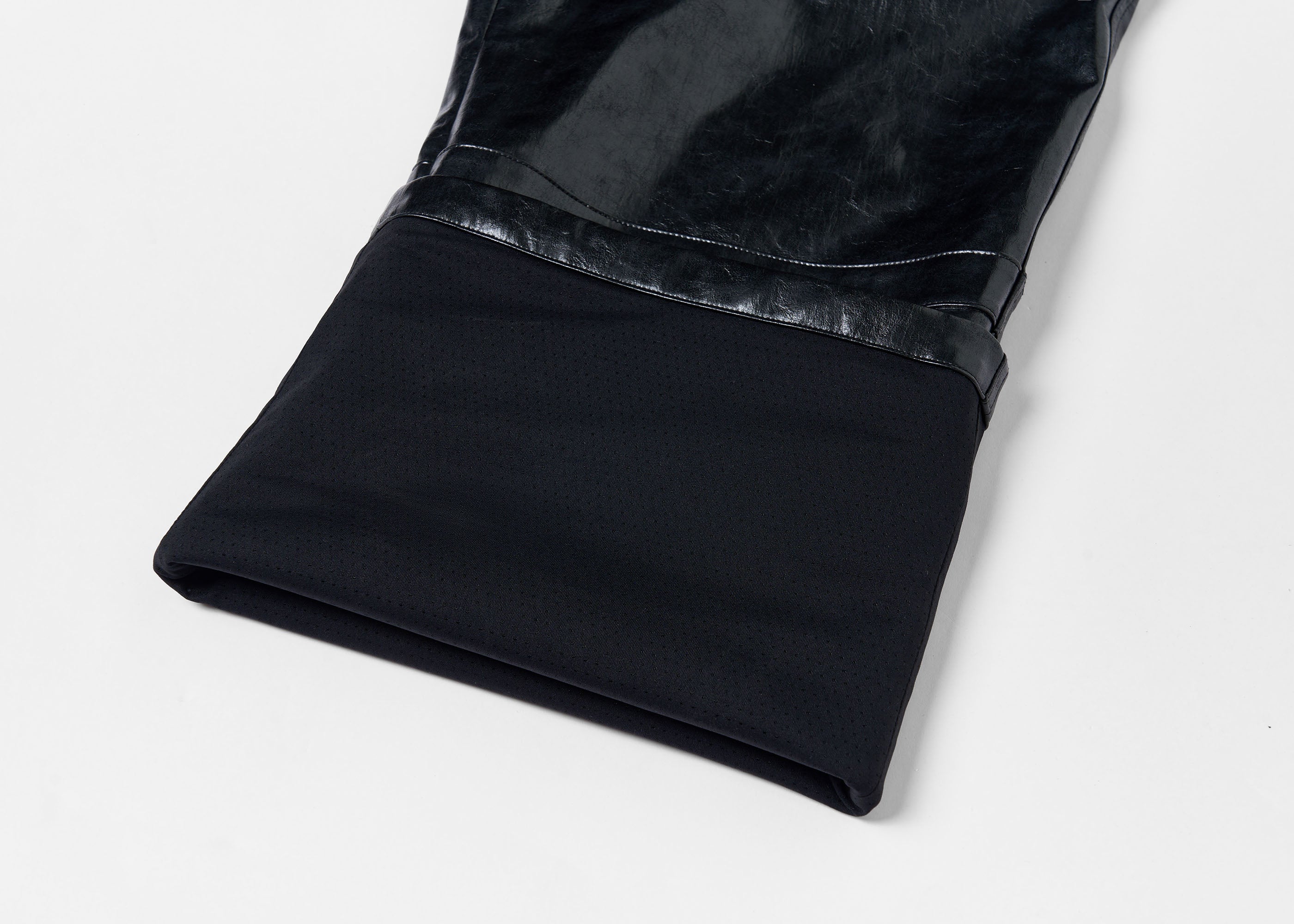 SAVAGEGROWTHWORLD Faux Leather Panel Rivet Pants