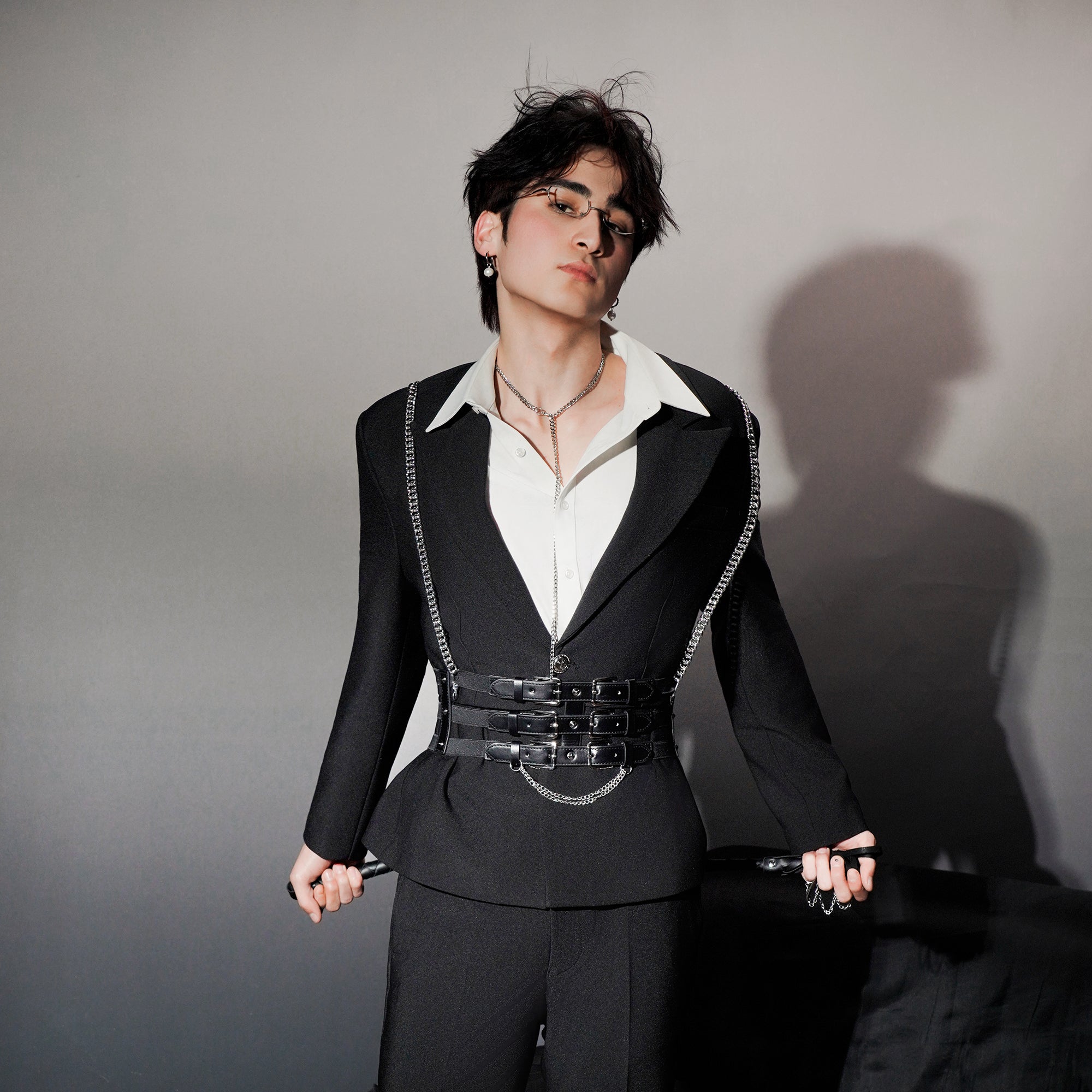 SHANG JIE Chain Suspender Multi-Belt Blazer, premium urban and streetwear designers apparel on PROJECTISR.com, SHANG JIE
