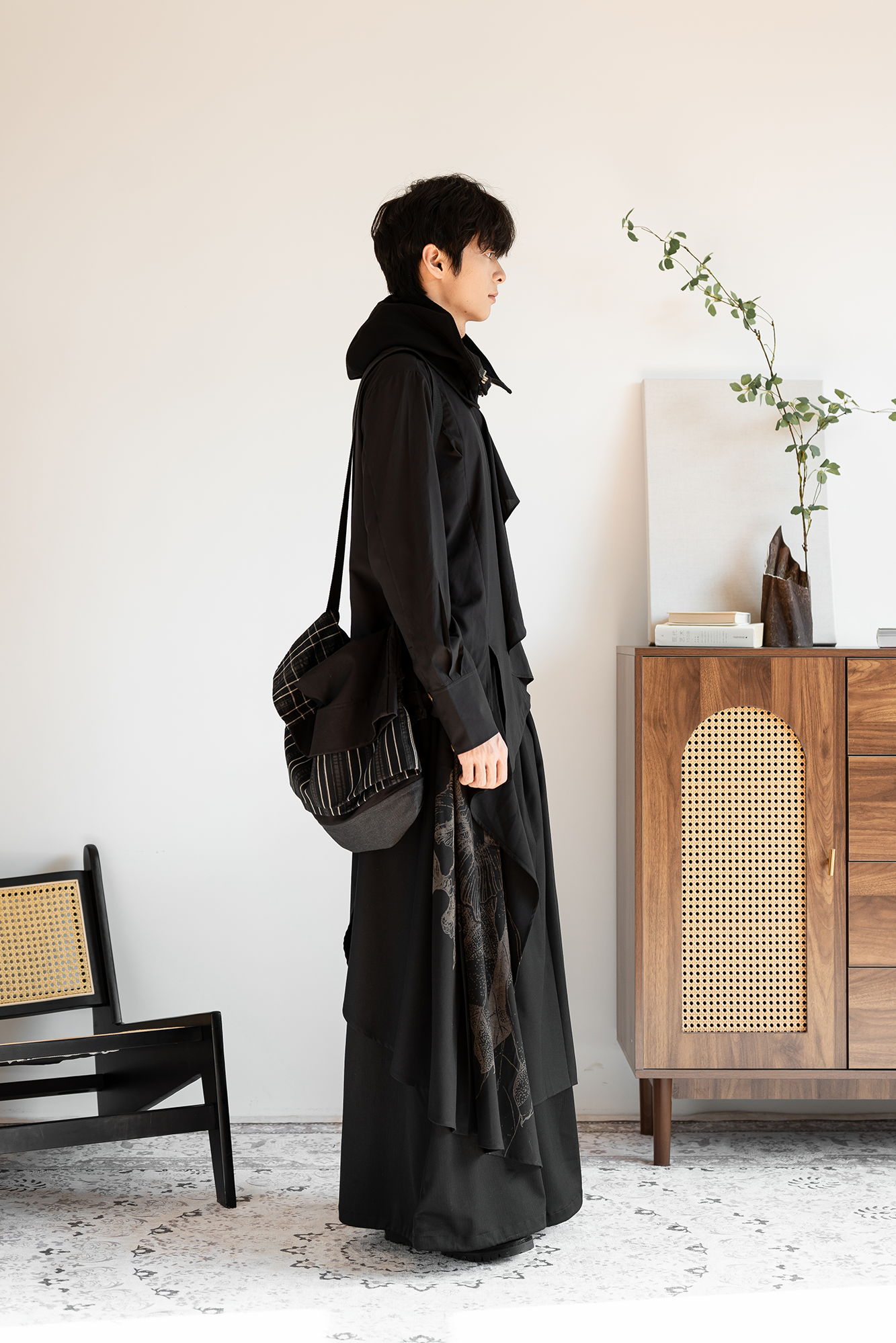 MOITIEDEPETALE Botanical Graphic Asymmetrical Layered Skirt-Pants