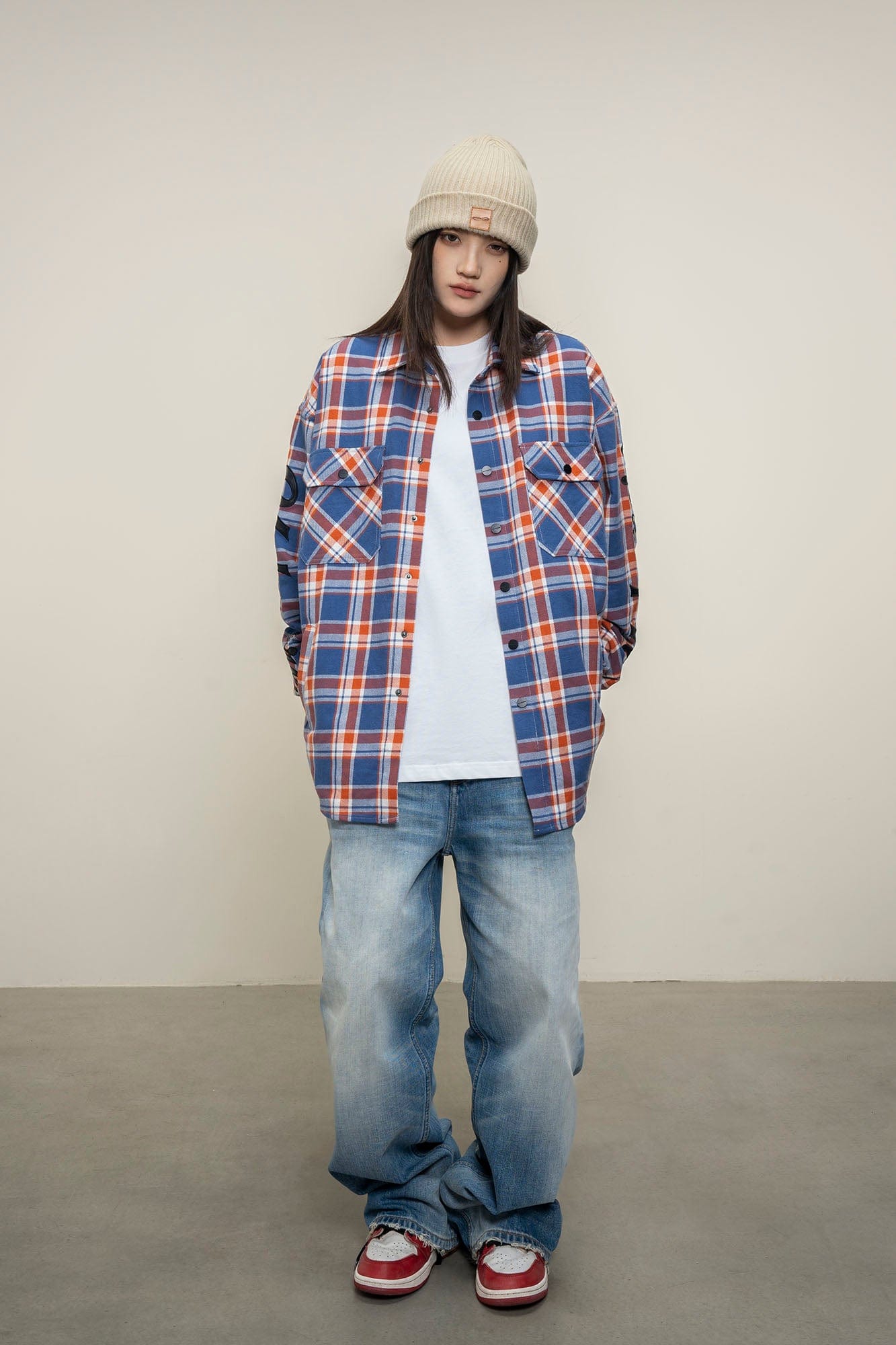 MAKEMORE Flap Pocket Plaid LOGO Patch Shirt, premium urban and streetwear designers apparel on PROJECTISR.com, MAKEMORE