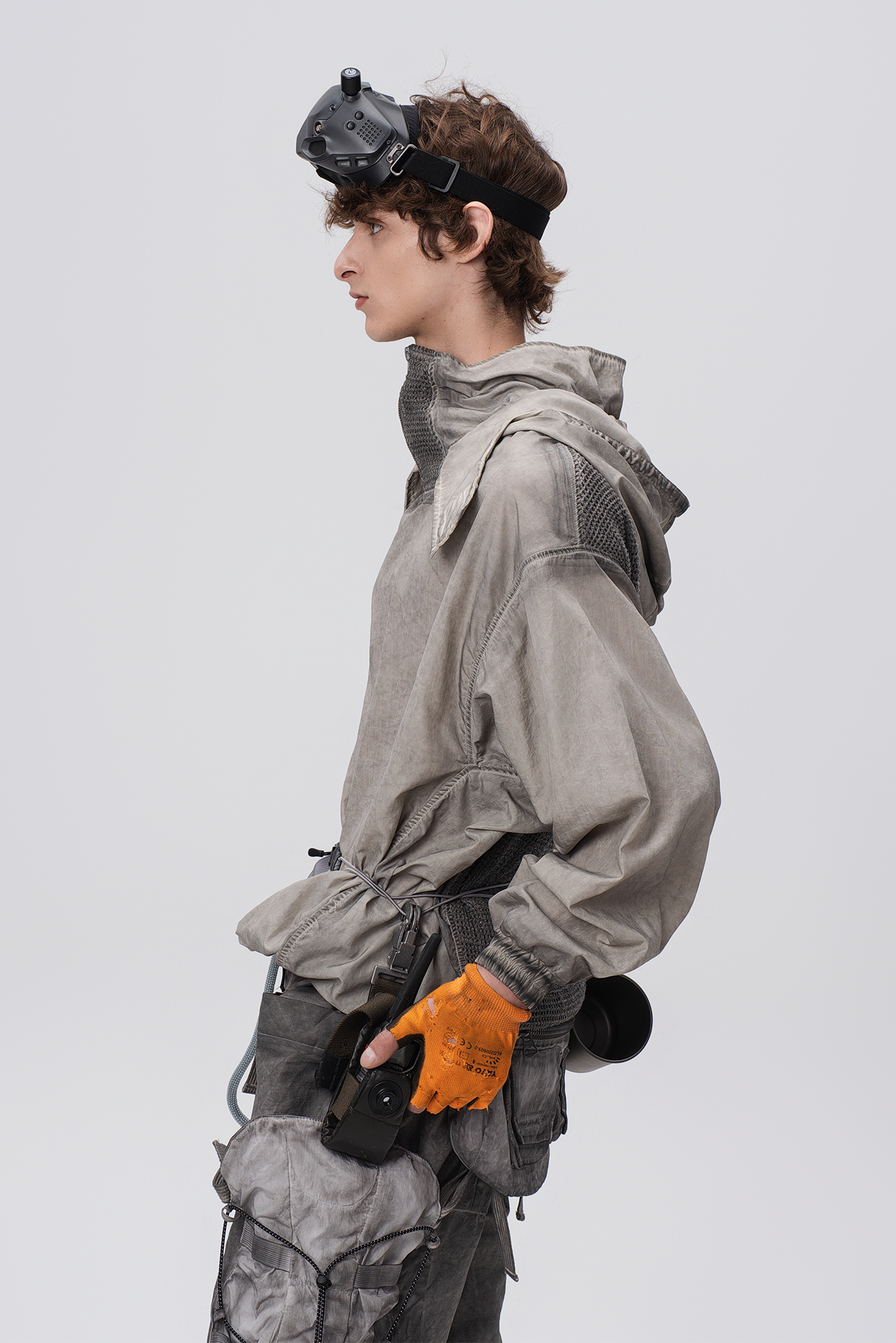 STEAM Distressed Zip-Up Detachable Hooded Jacket