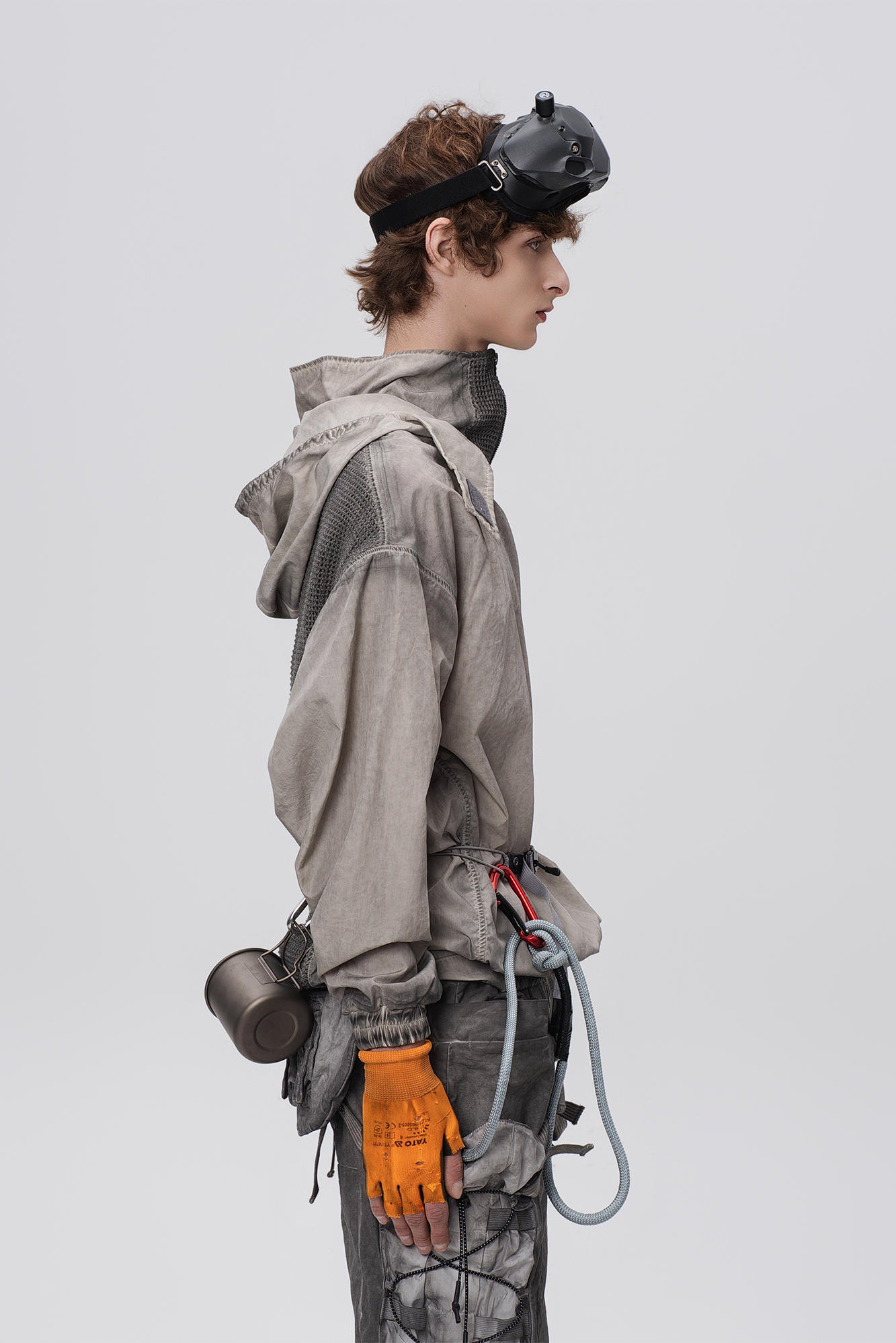 STEAM Distressed Zip-Up Detachable Hooded Jacket
