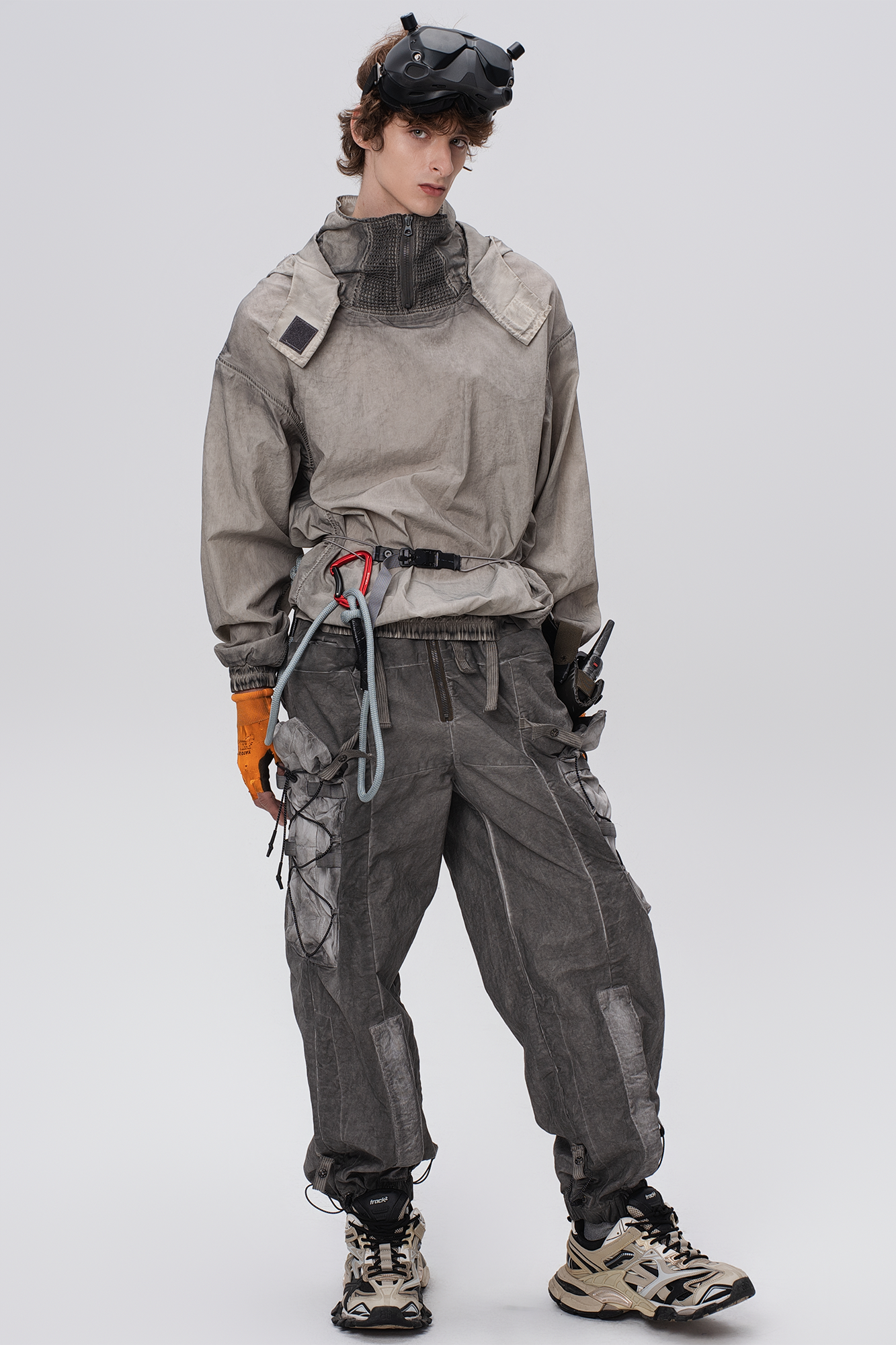 STEAM Distressed Zip-Up Detachable Hooded Jacket