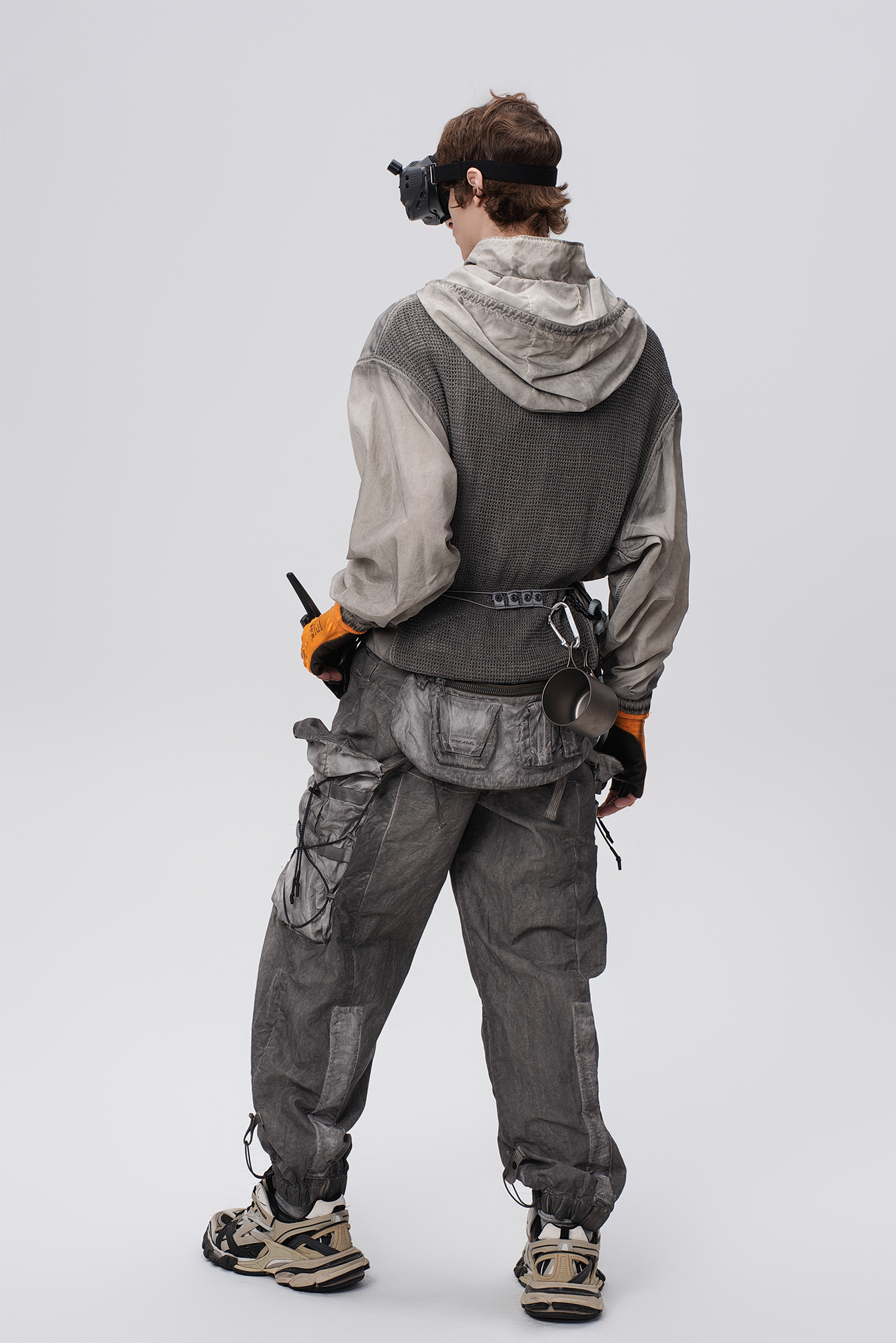 STEAM Distressed Zip-Up Detachable Hooded Jacket