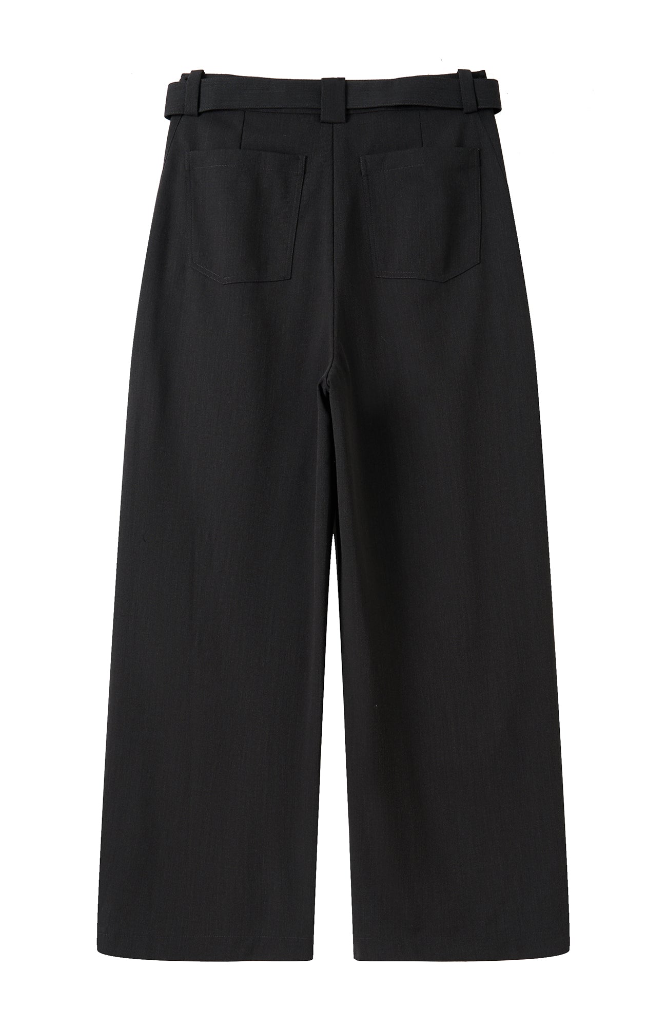 MOITIEDEPETALE Minimal Wrap Belt Curved-Leg Trousers