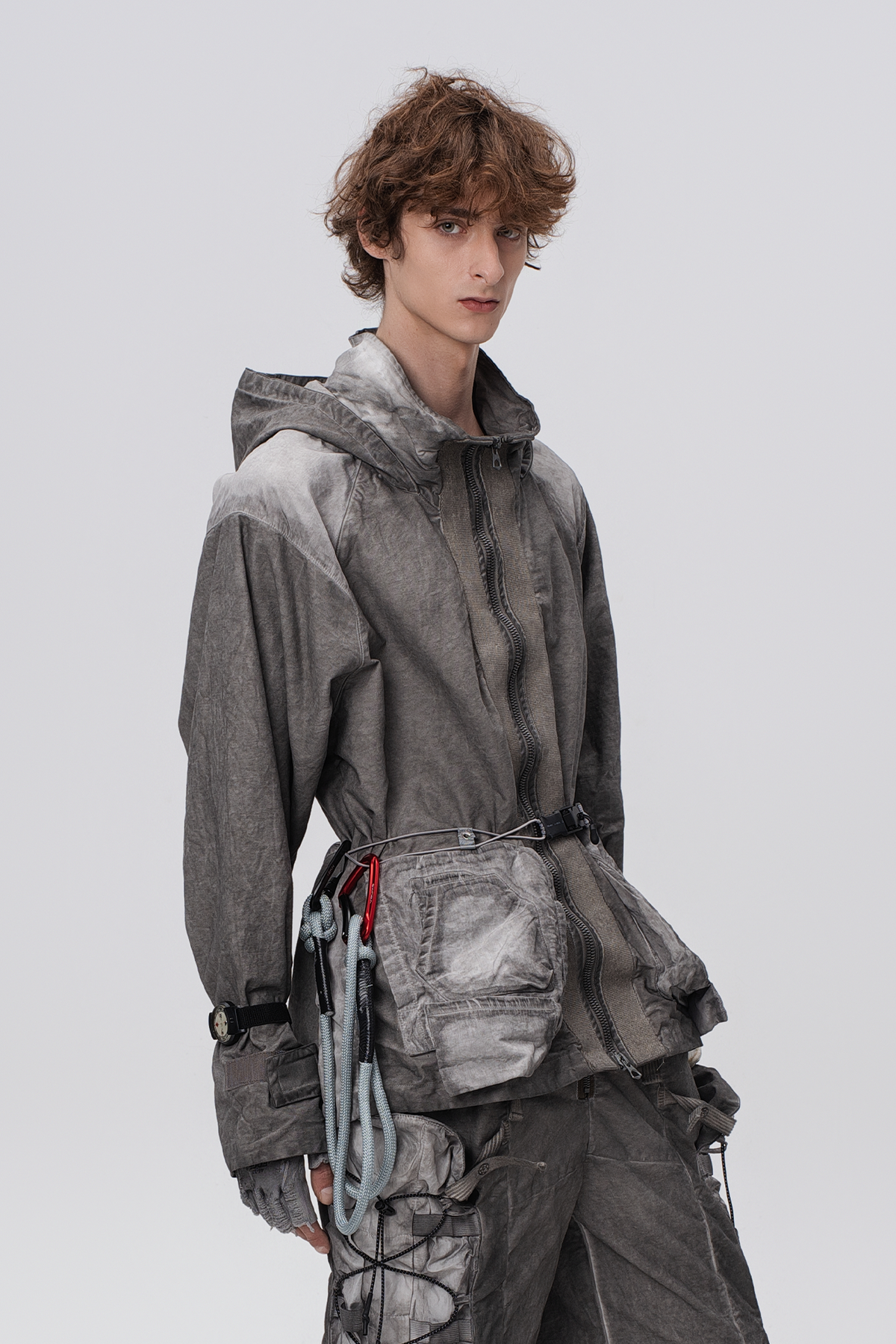 STEAM Distressed Paneled Hooded Jacket