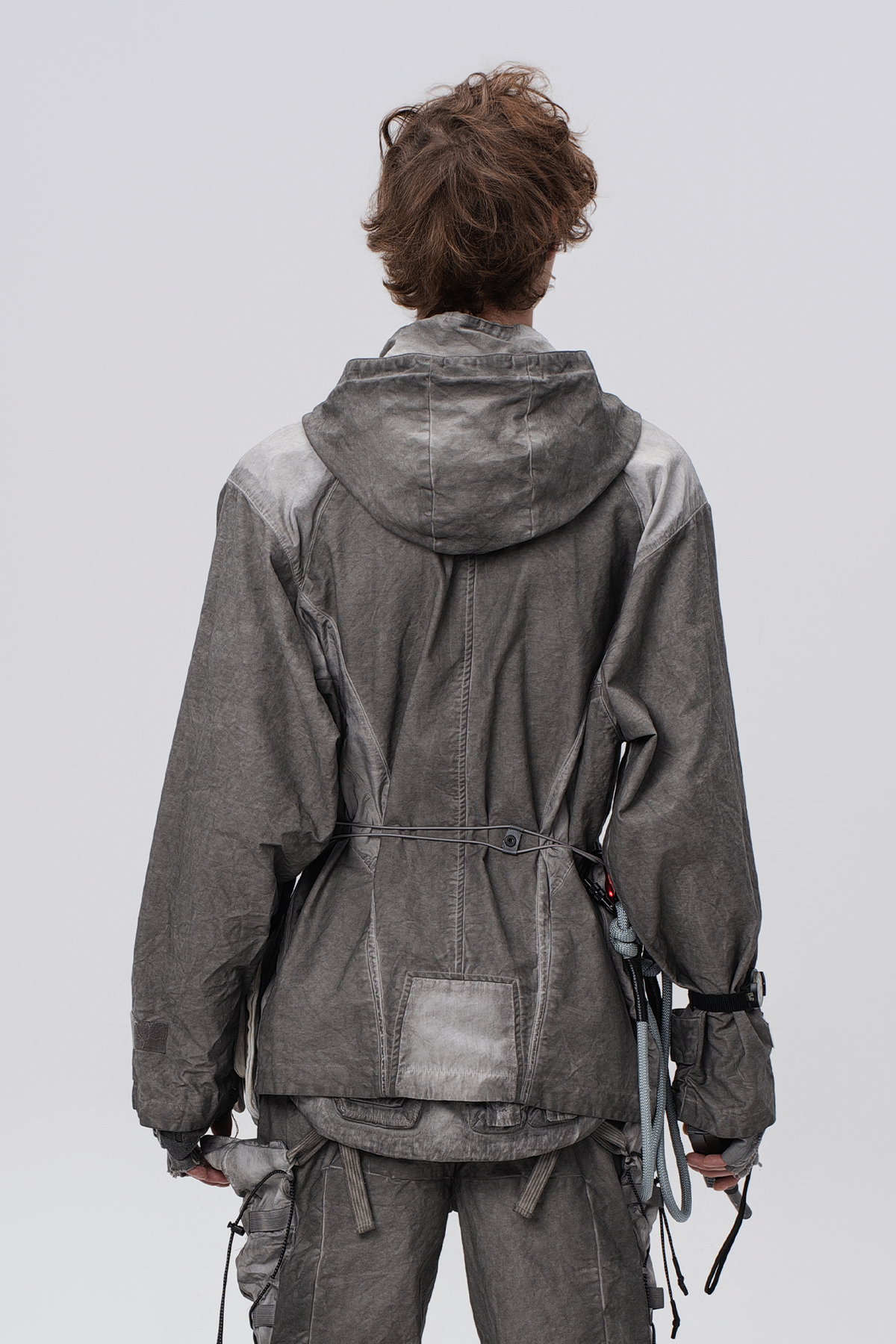 STEAM Distressed Paneled Hooded Jacket