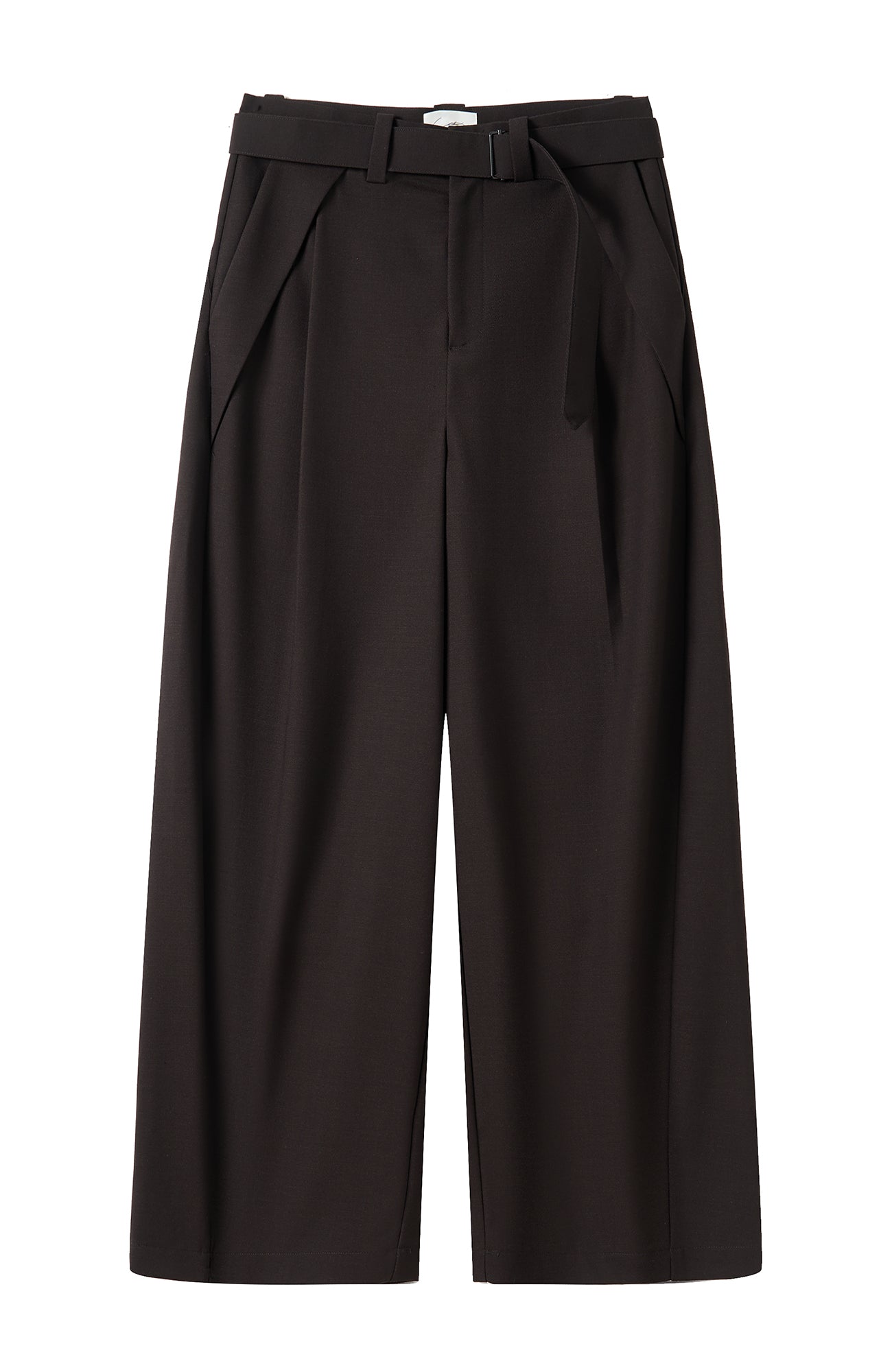 MOITIEDEPETALE Minimal Wrap Belt Curved-Leg Trousers