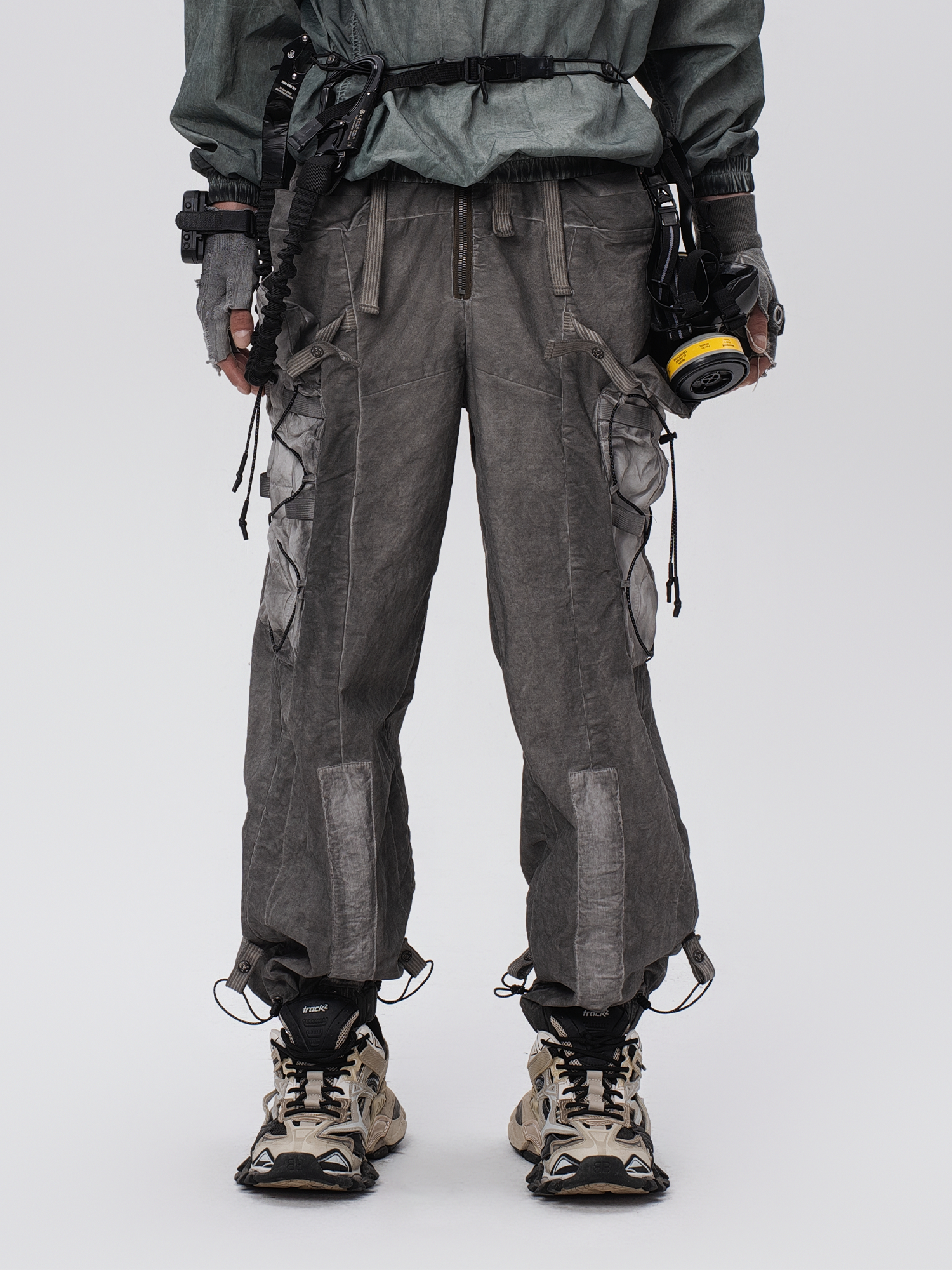 STEAM Washed Multi-Pocket Detachable Waist Bag Cargo Pants