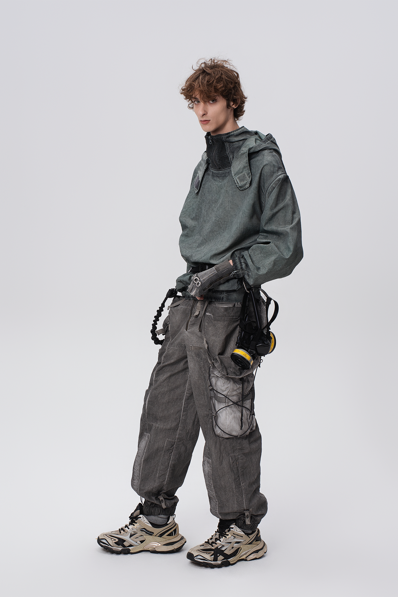 STEAM Washed Multi-Pocket Detachable Waist Bag Cargo Pants