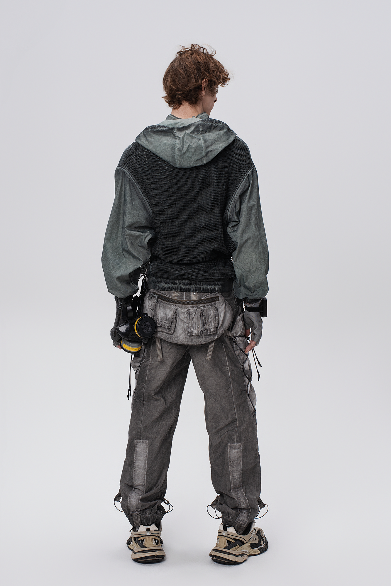 STEAM Distressed Zip-Up Detachable Hooded Jacket