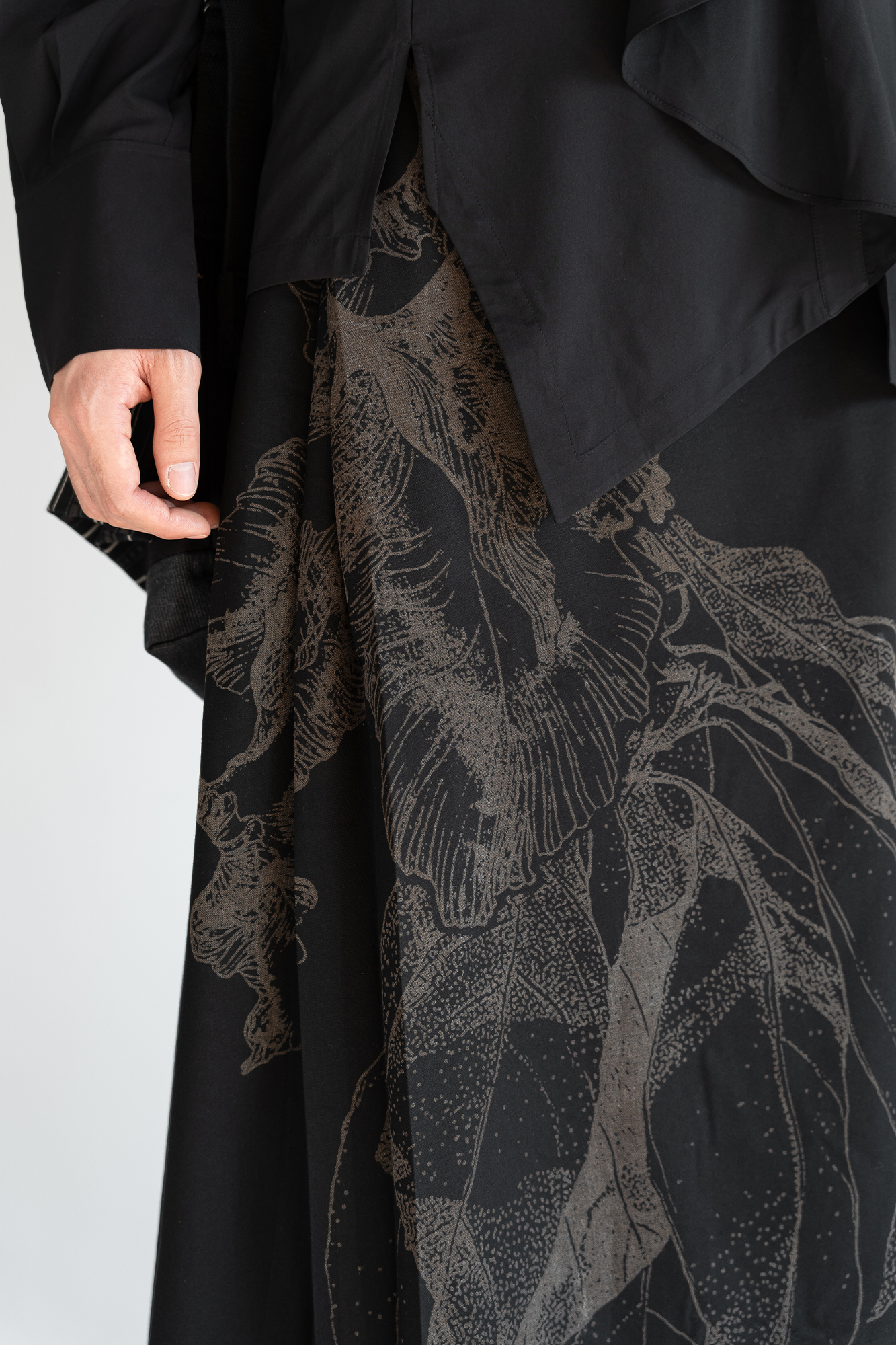 MOITIEDEPETALE Botanical Graphic Asymmetrical Layered Skirt-Pants