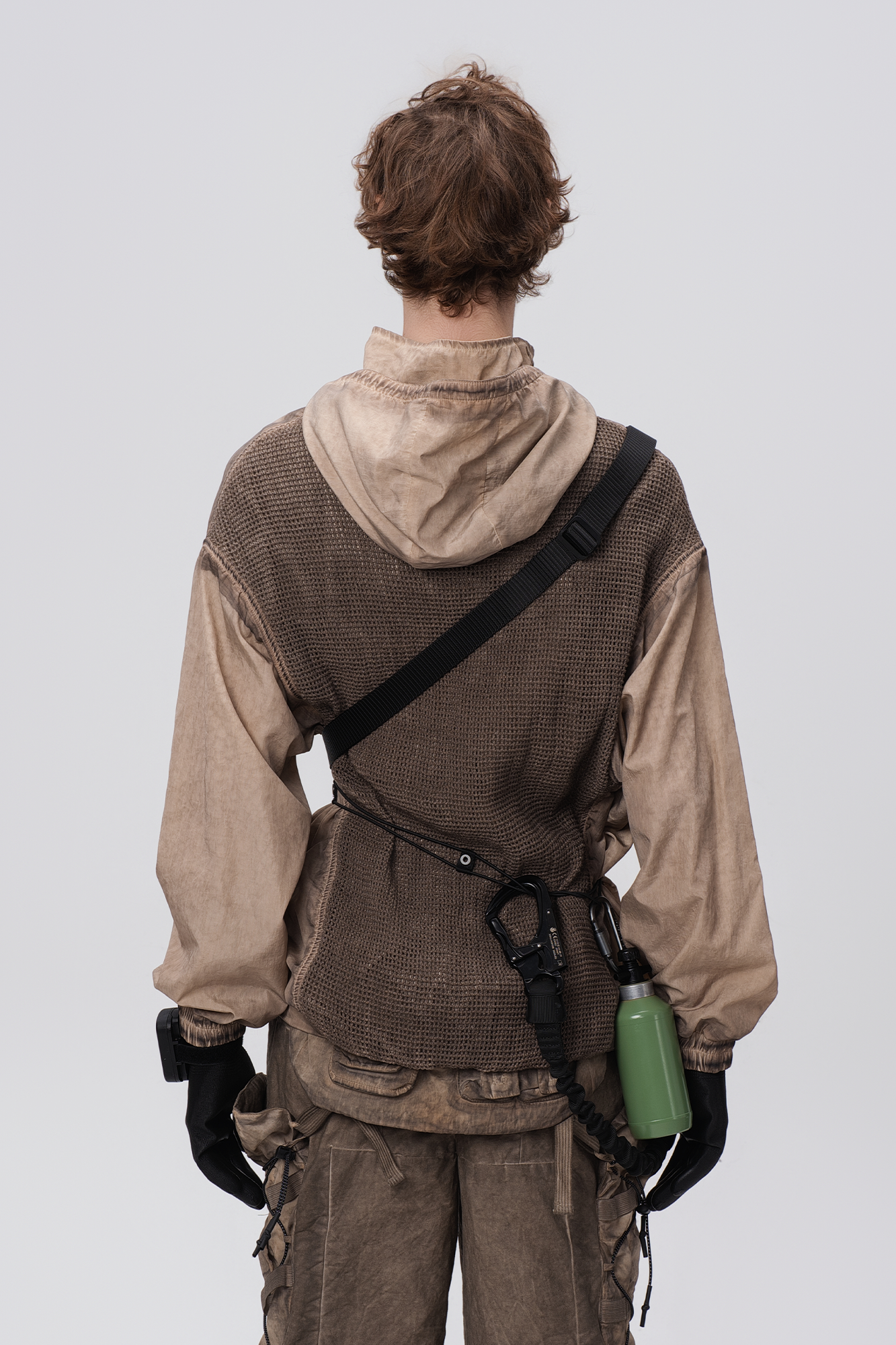 STEAM Distressed Zip-Up Detachable Hooded Jacket