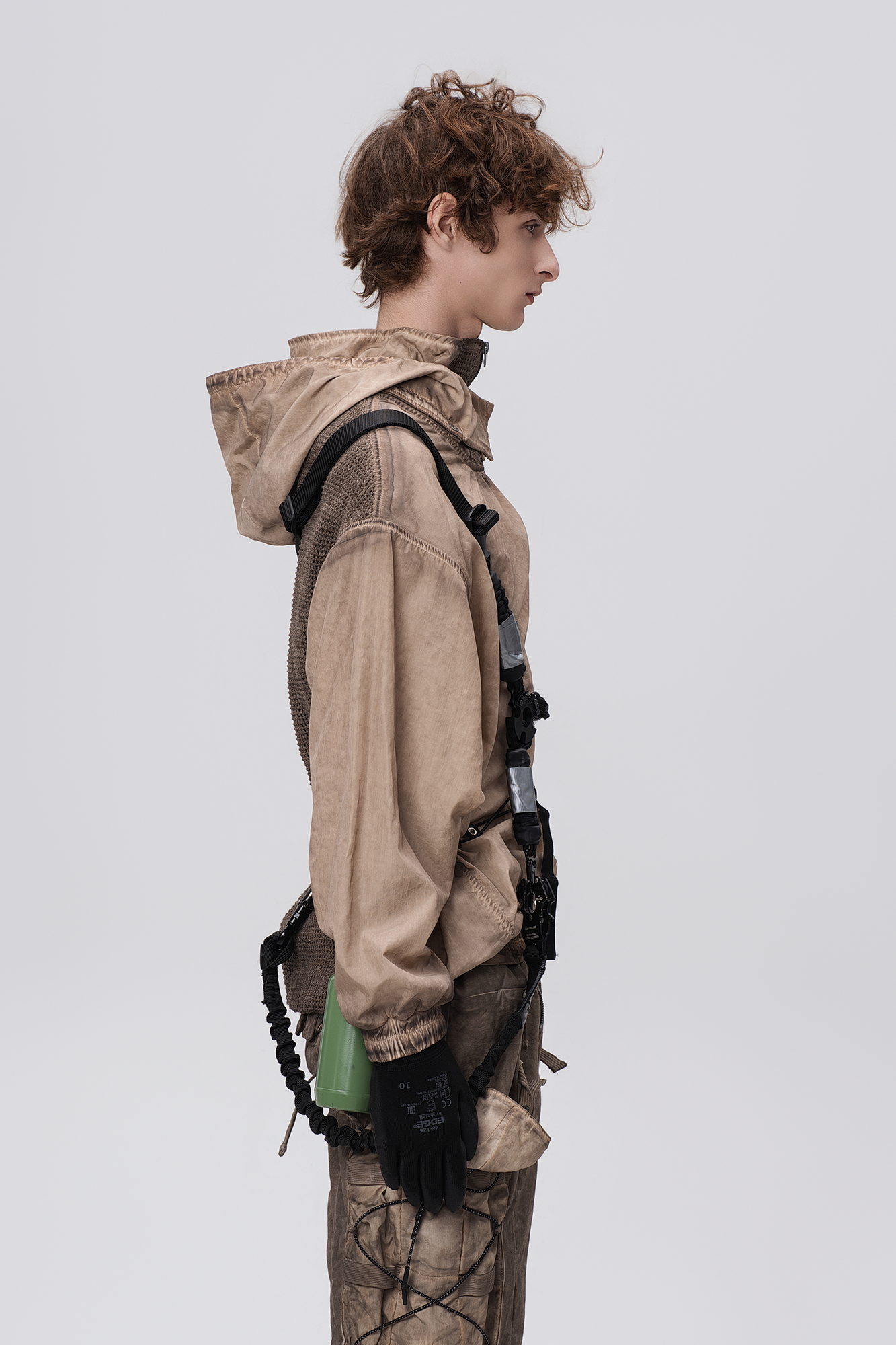STEAM Distressed Zip-Up Detachable Hooded Jacket
