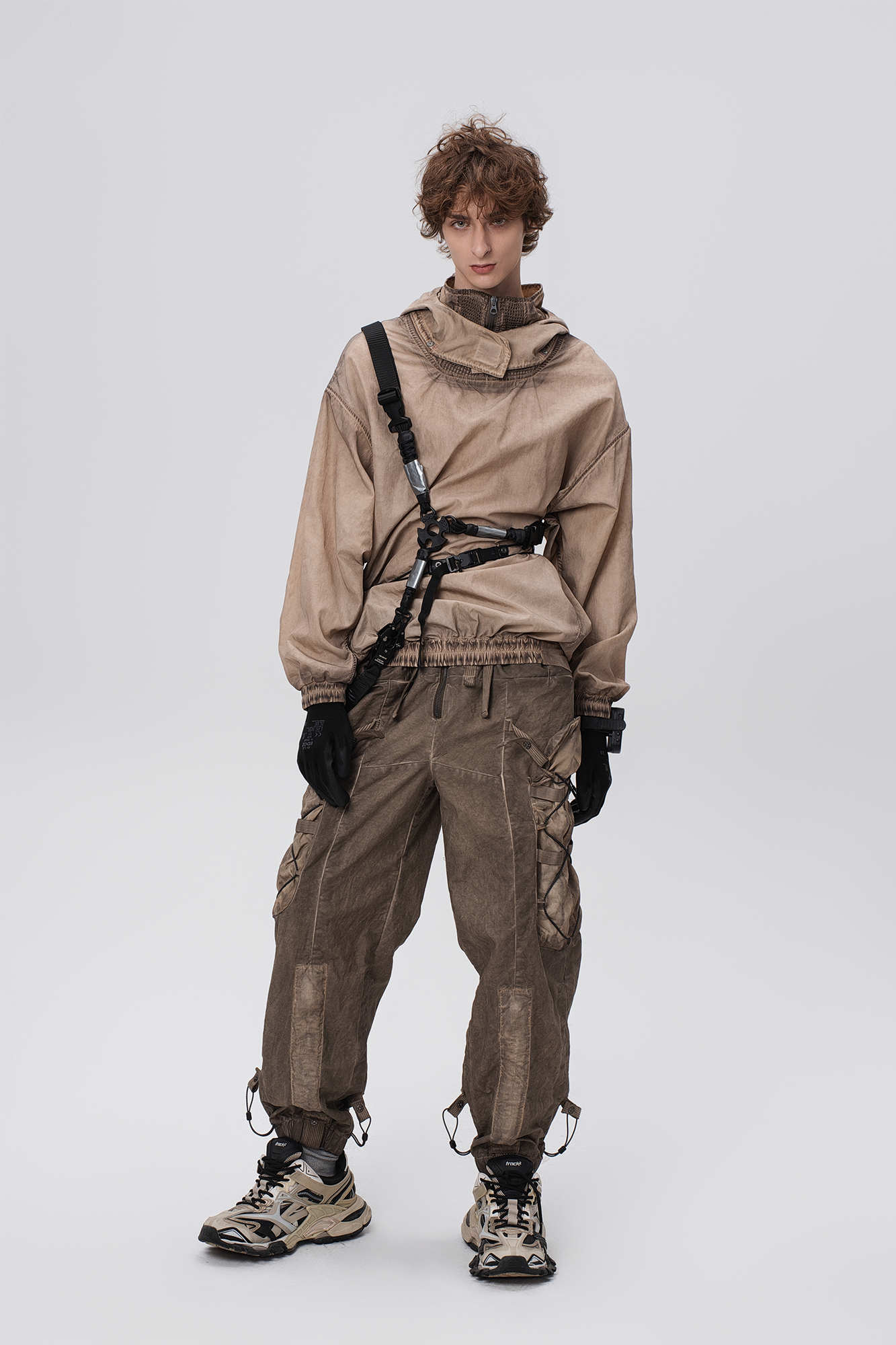 STEAM Distressed Zip-Up Detachable Hooded Jacket