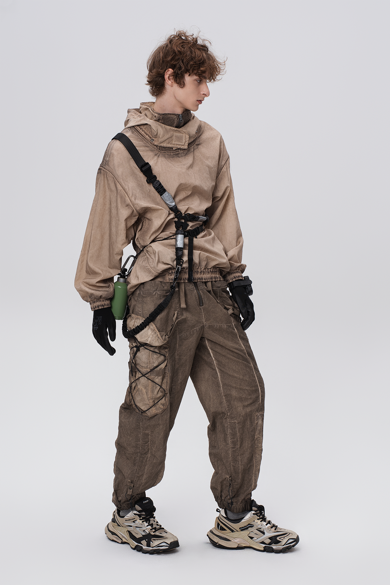 STEAM Distressed Zip-Up Detachable Hooded Jacket