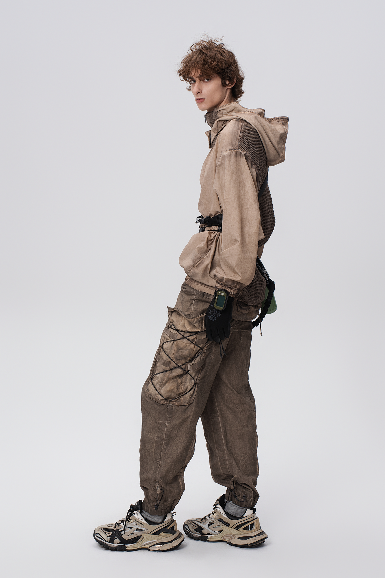 STEAM Distressed Zip-Up Detachable Hooded Jacket