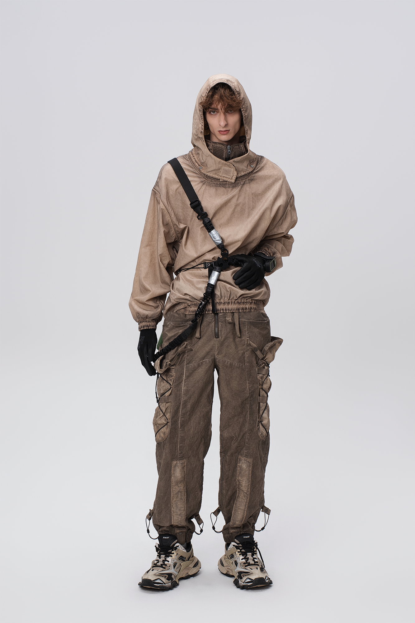 STEAM Distressed Zip-Up Detachable Hooded Jacket
