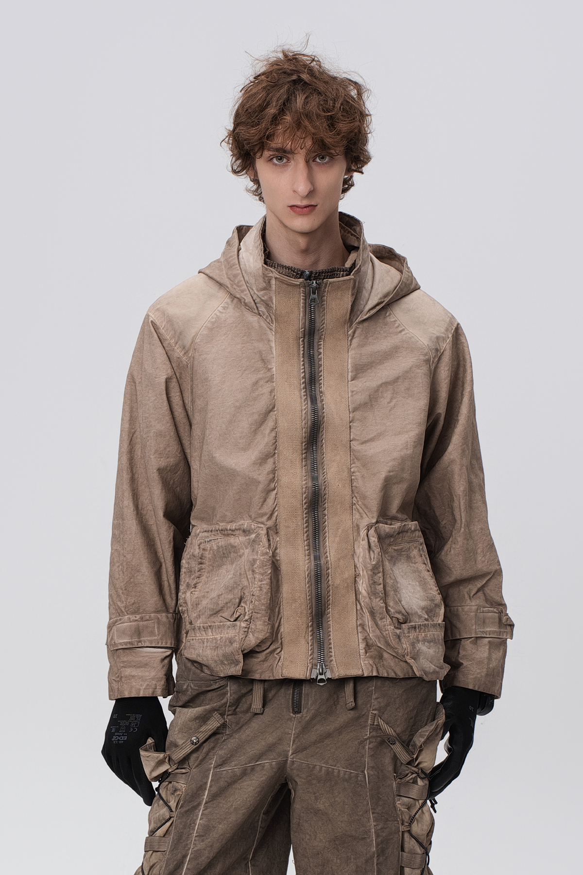 STEAM Distressed Paneled Hooded Jacket
