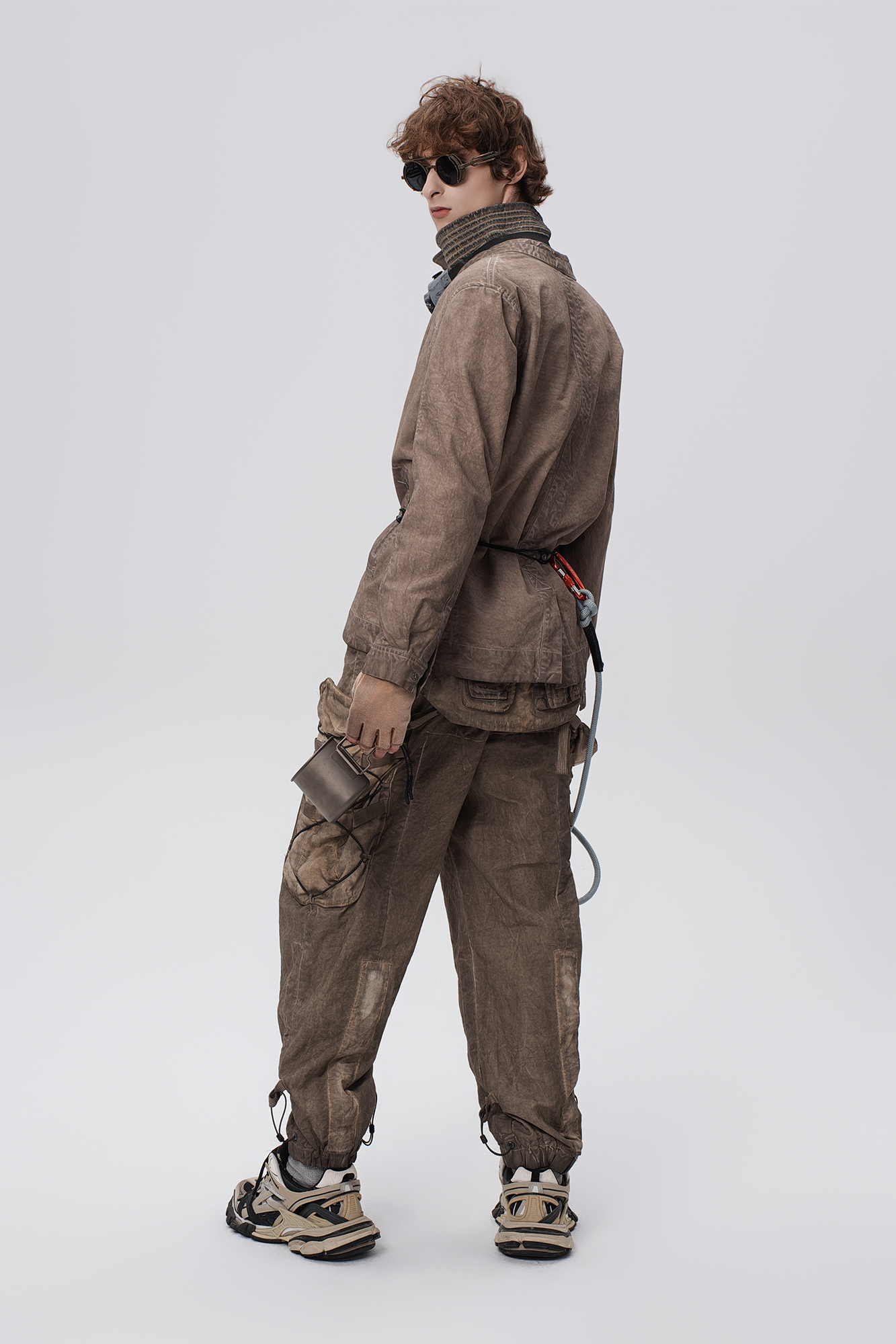 STEAM Washed Multi-Pocket Detachable Waist Bag Cargo Pants