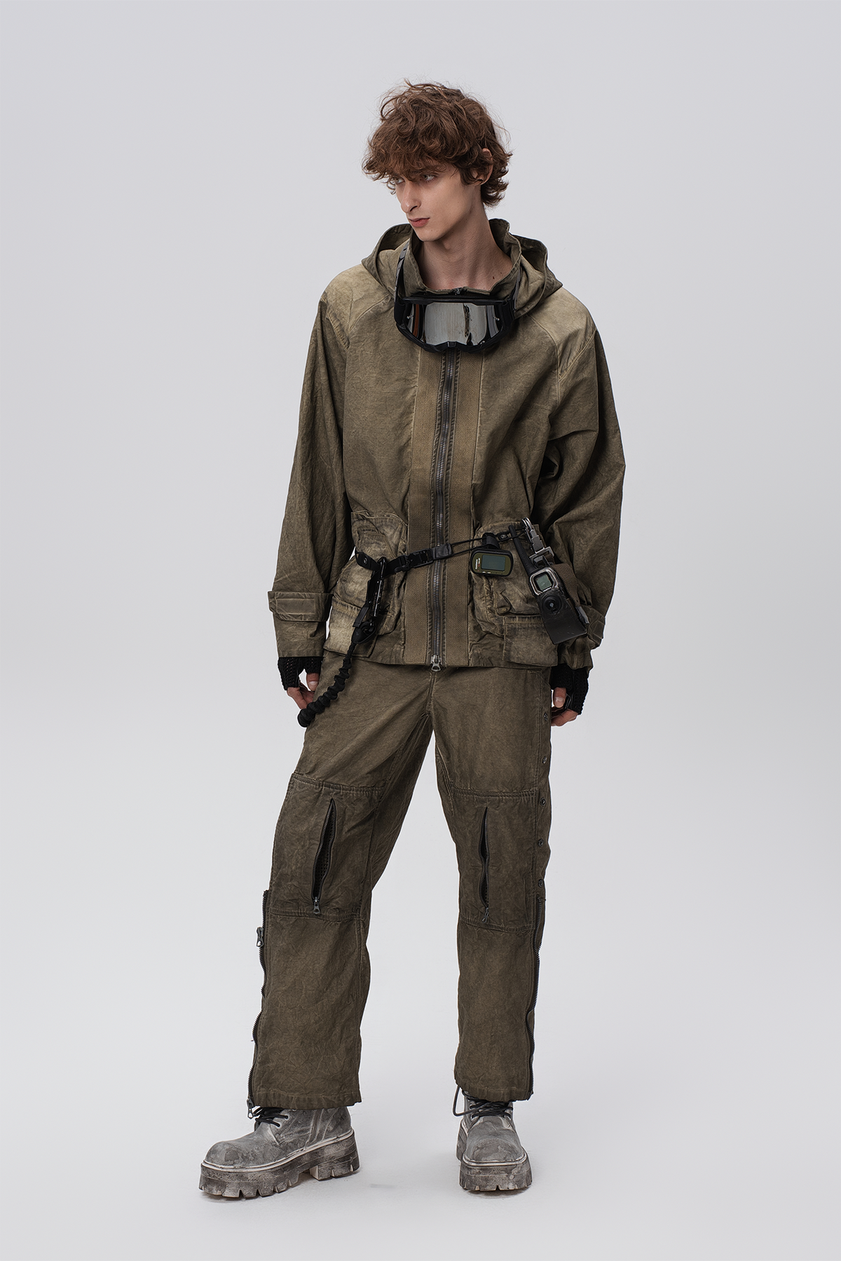 STEAM Distressed Paneled Hooded Jacket
