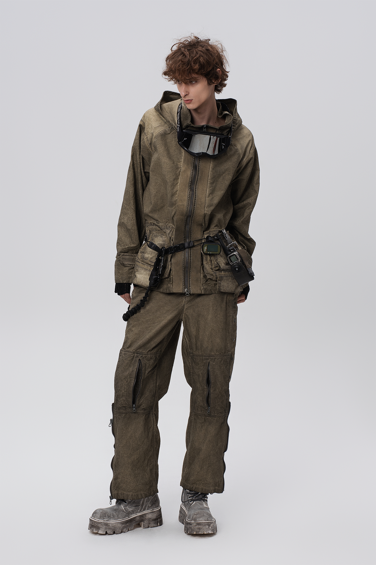 STEAM Distressed Paneled Hooded Jacket