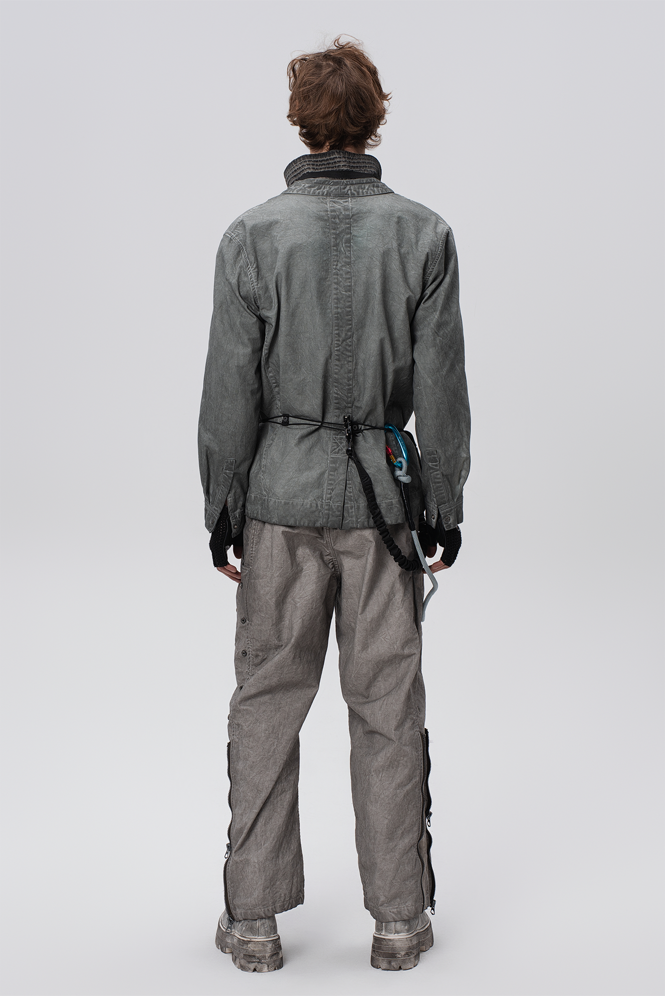STEAM Distressed Mesh-Knee Multi-Pocket Straight-Leg Cargo Pants