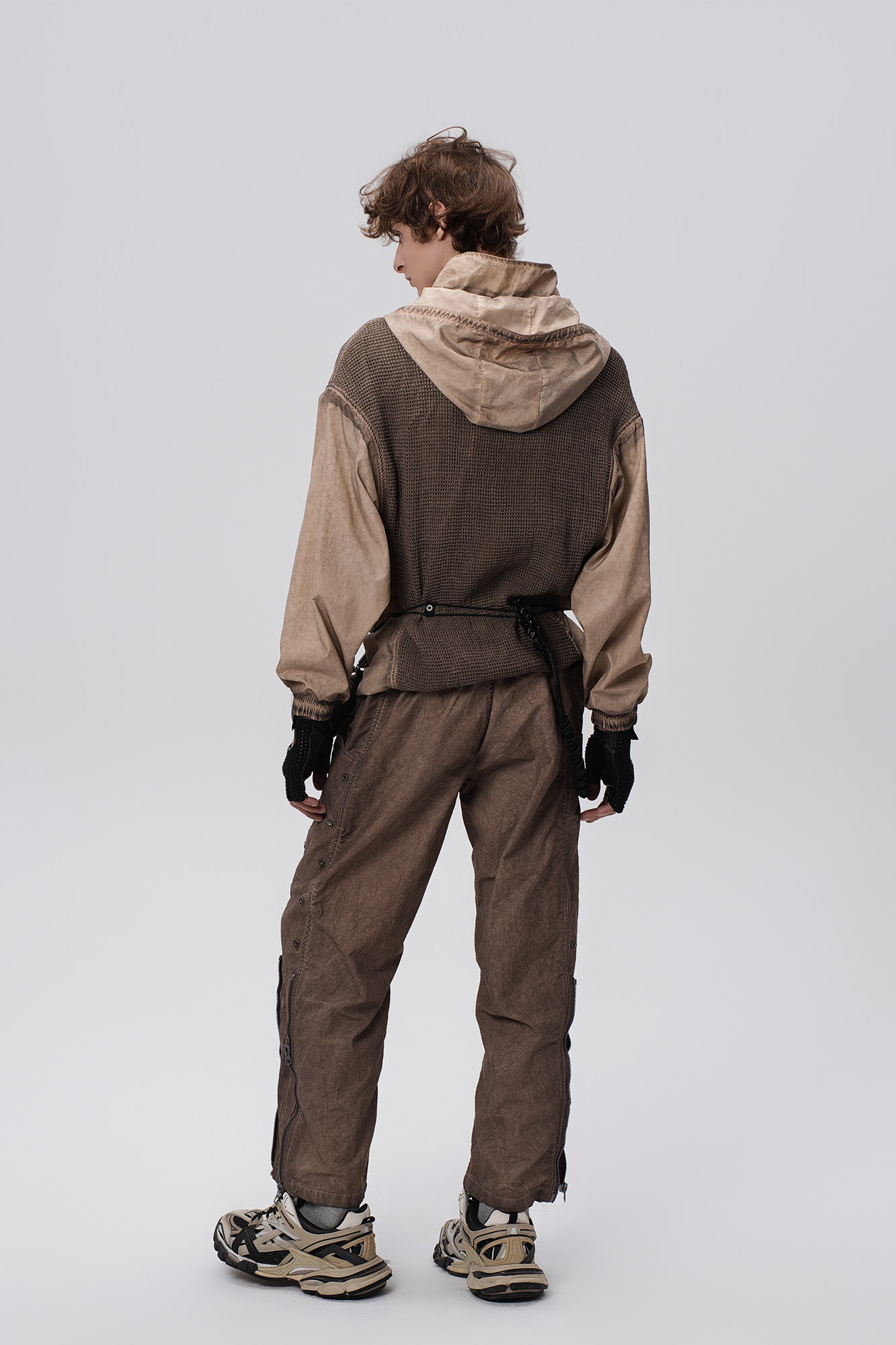 STEAM Distressed Mesh-Knee Multi-Pocket Straight-Leg Cargo Pants