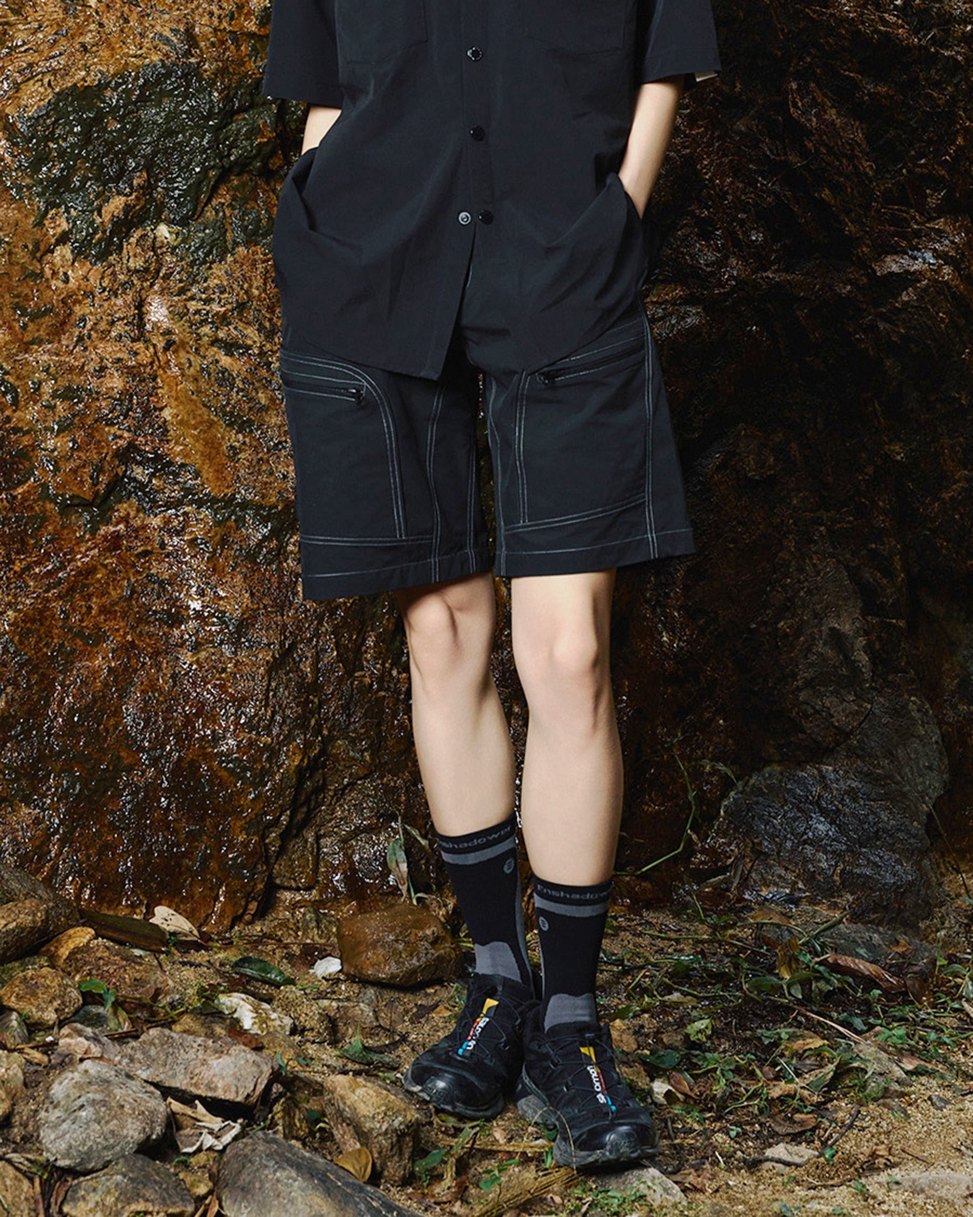 ENSHADOWER Deconstructed Multi Pockets Utility Shorts, premium urban and streetwear designers apparel on PROJECTISR.com, ENSHADOWER