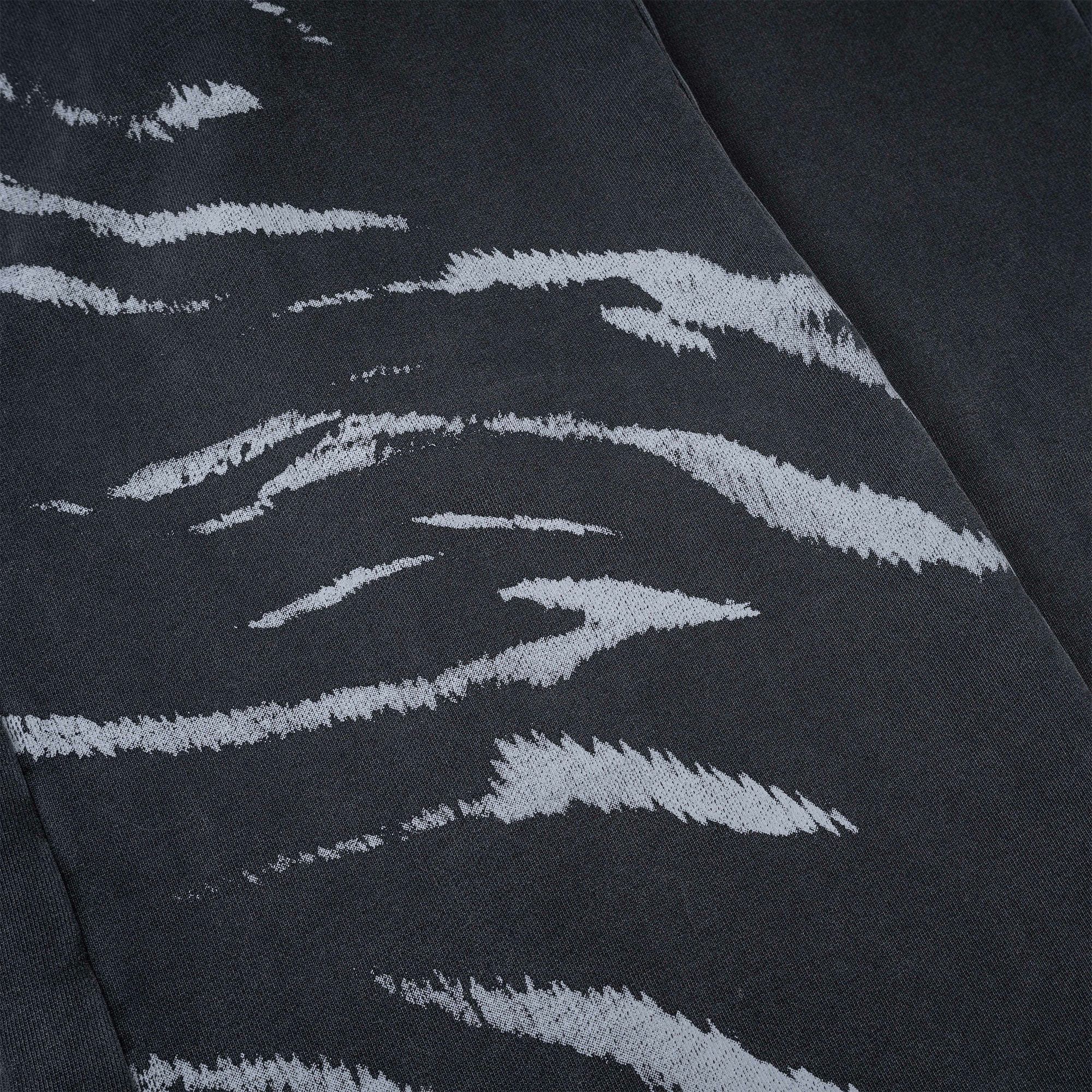 ESAIAS Washed Zebra Print Double-Waist Sweatpants