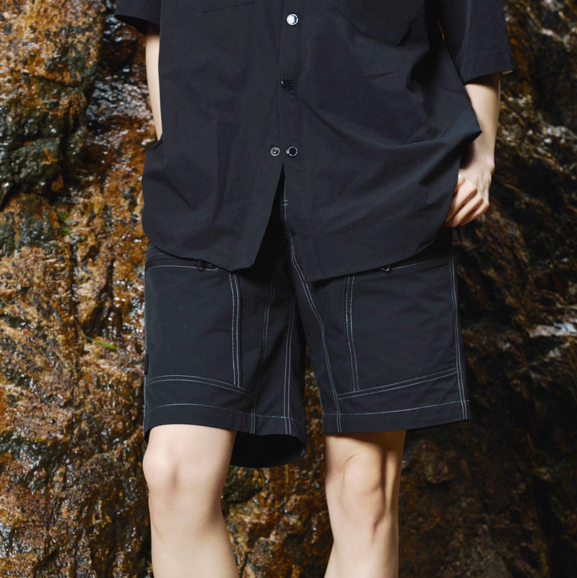 ENSHADOWER Deconstructed Multi Pockets Utility Shorts, premium urban and streetwear designers apparel on PROJECTISR.com, ENSHADOWER