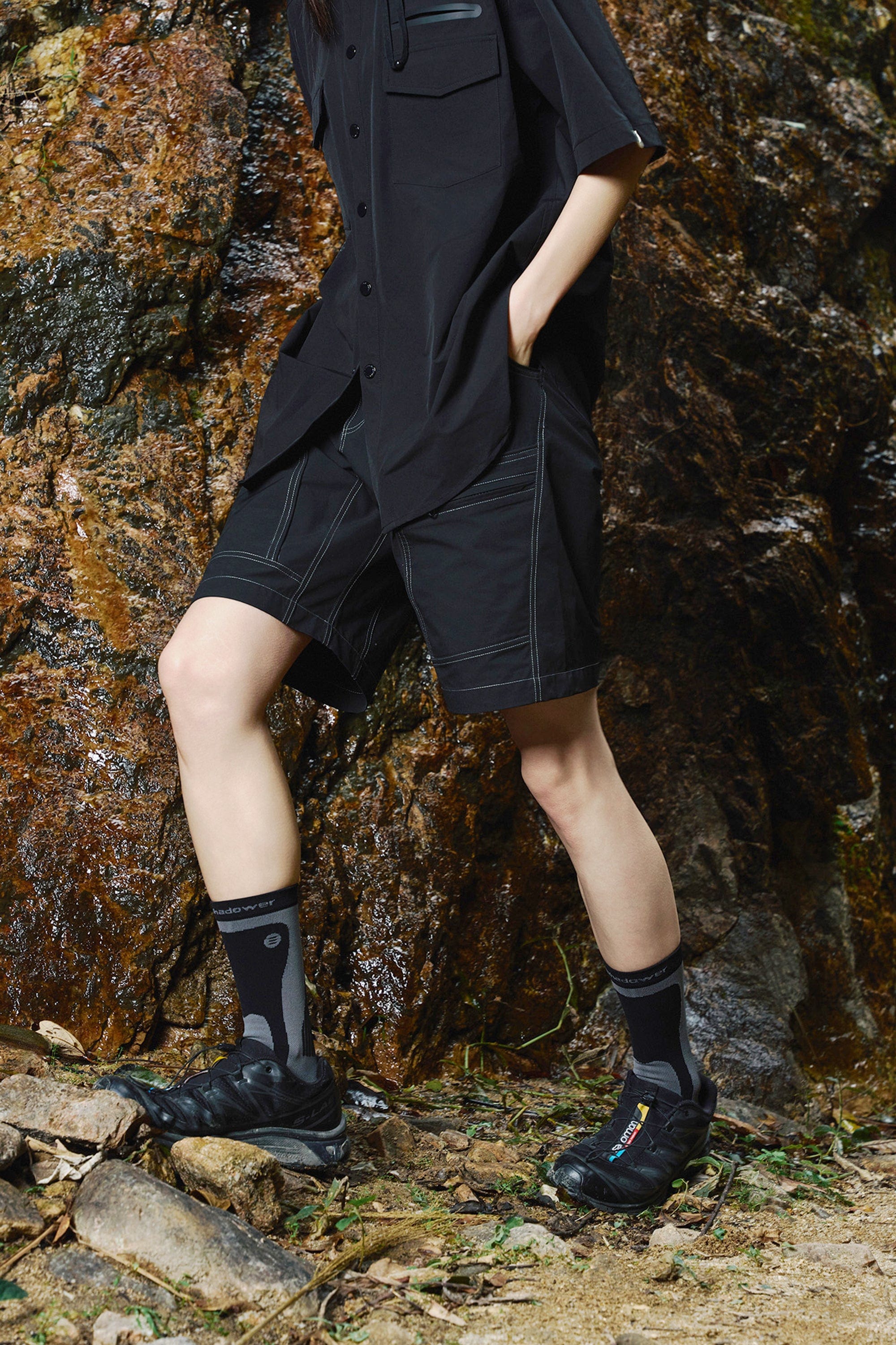 ENSHADOWER Deconstructed Multi Pockets Utility Shorts, premium urban and streetwear designers apparel on PROJECTISR.com, ENSHADOWER