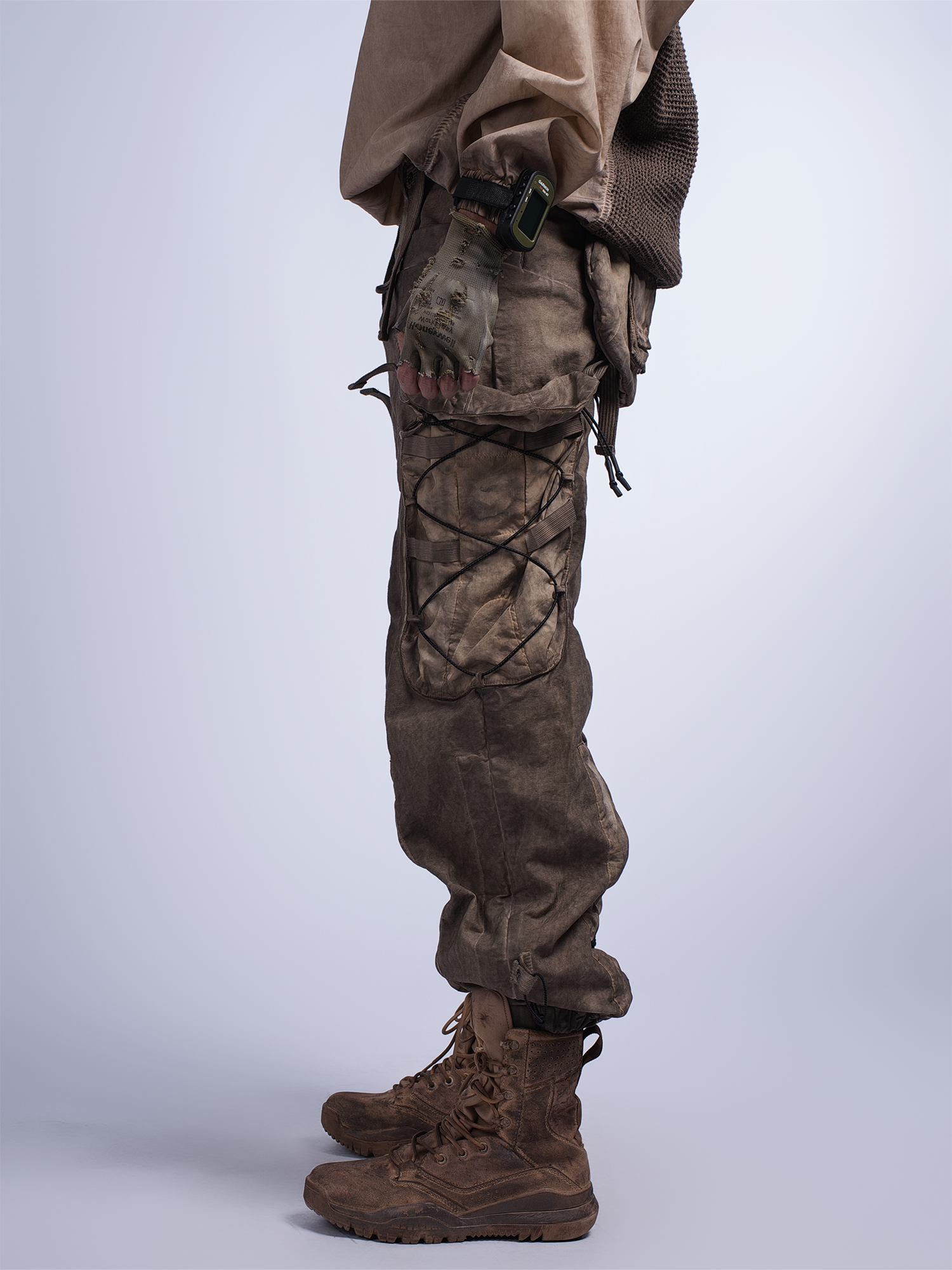 STEAM Washed Multi-Pocket Detachable Waist Bag Cargo Pants