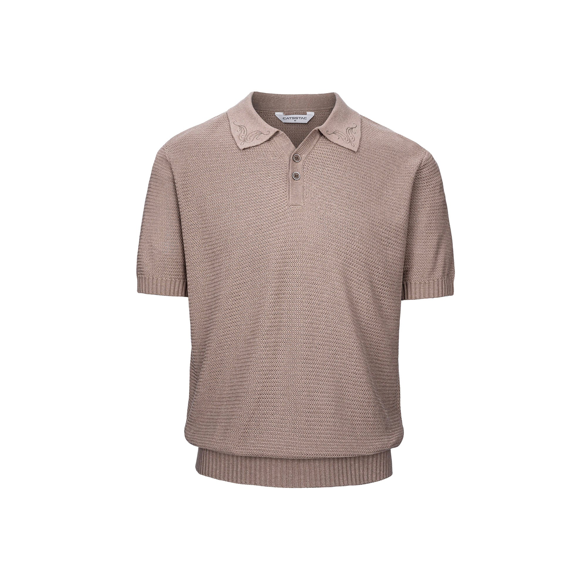 CATSSTAC Linen-Blend Knitted Polo Tee, premium urban and streetwear designers apparel on PROJECTISR.com, CATSSTAC