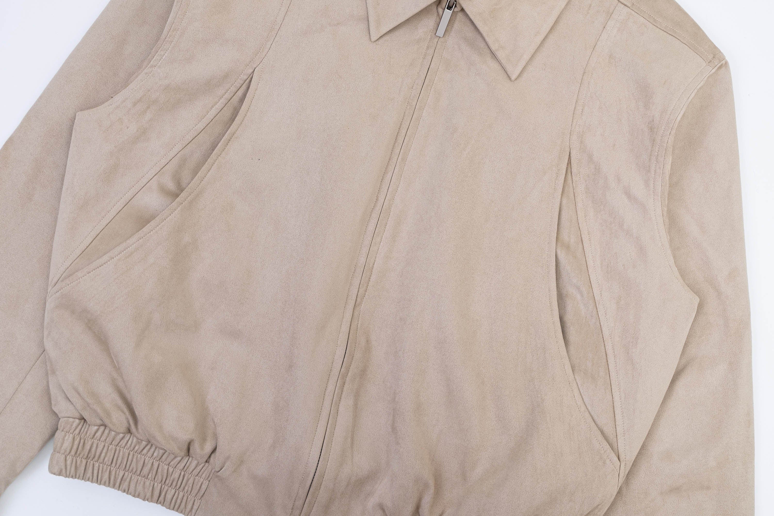 IN EXISTENCE Curved Spliced Smooth Harrington Jacket, premium urban and streetwear designers apparel on PROJECTISR.com, IN EXISTENCE