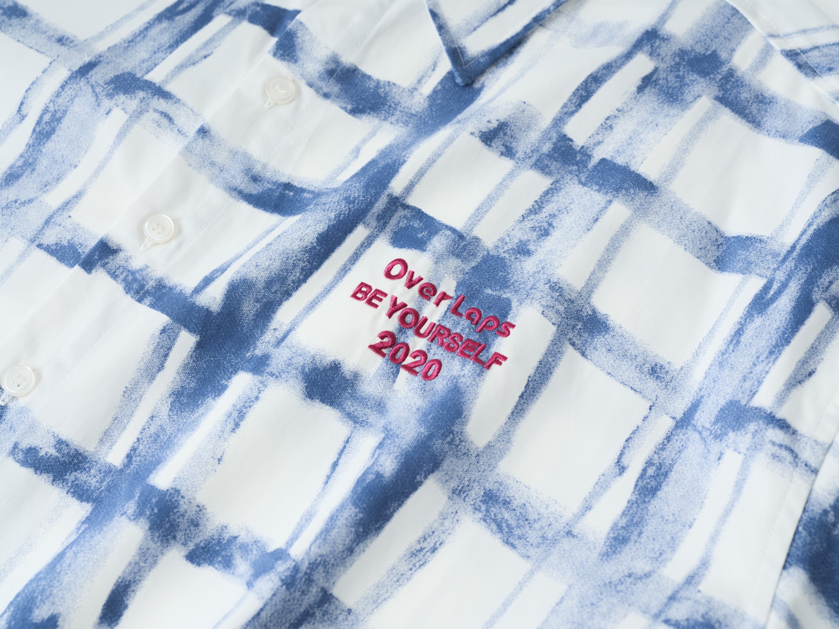OVERLAPS Brush-Paint Grid Oversized Shirt, premium urban and streetwear designers apparel on PROJECTISR.com, OVERLAPS