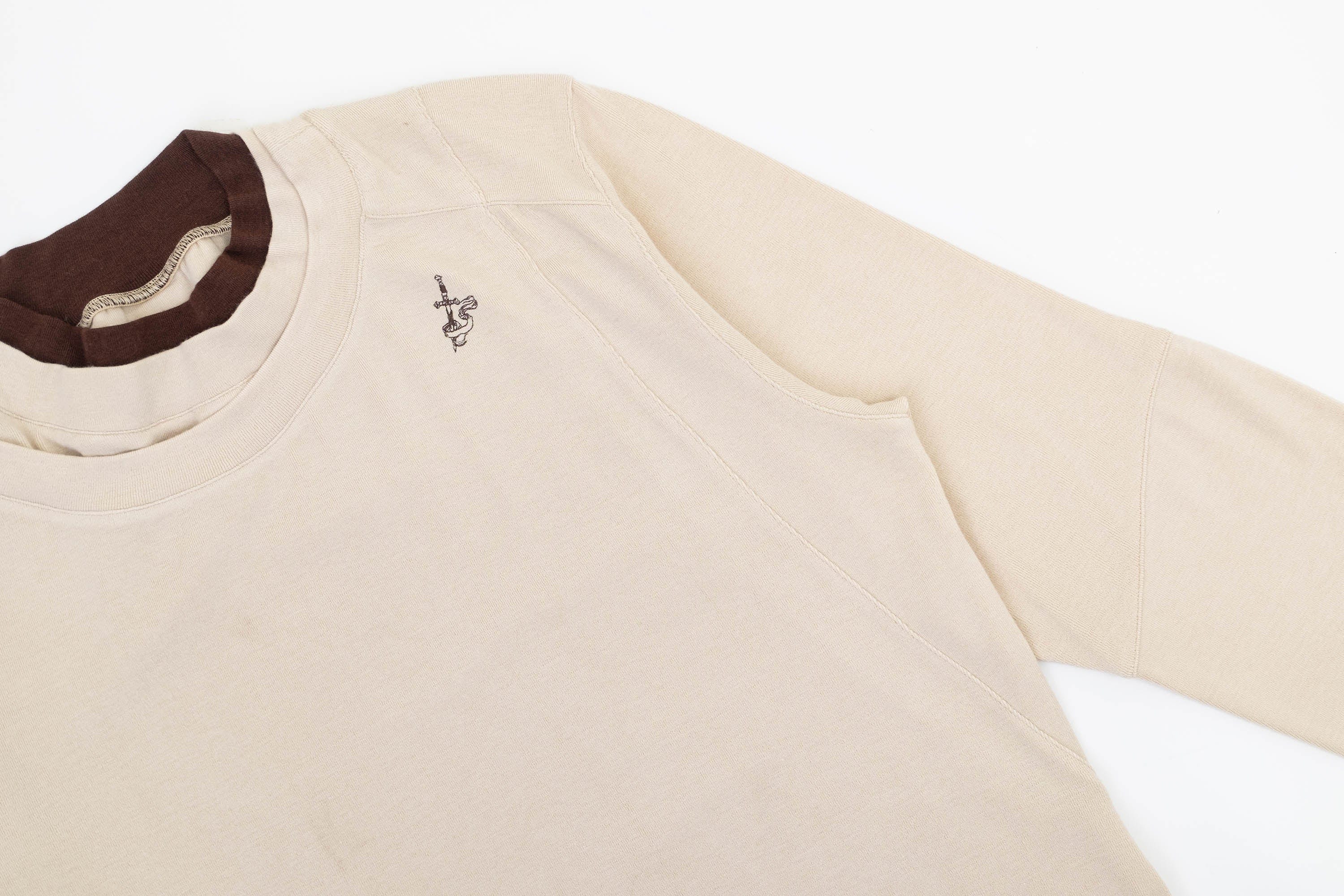 IN EXISTENCE Layered Asymmetrical Neck Embroidered Long-Sleeve Tee, premium urban and streetwear designers apparel on PROJECTISR.com, IN EXISTENCE