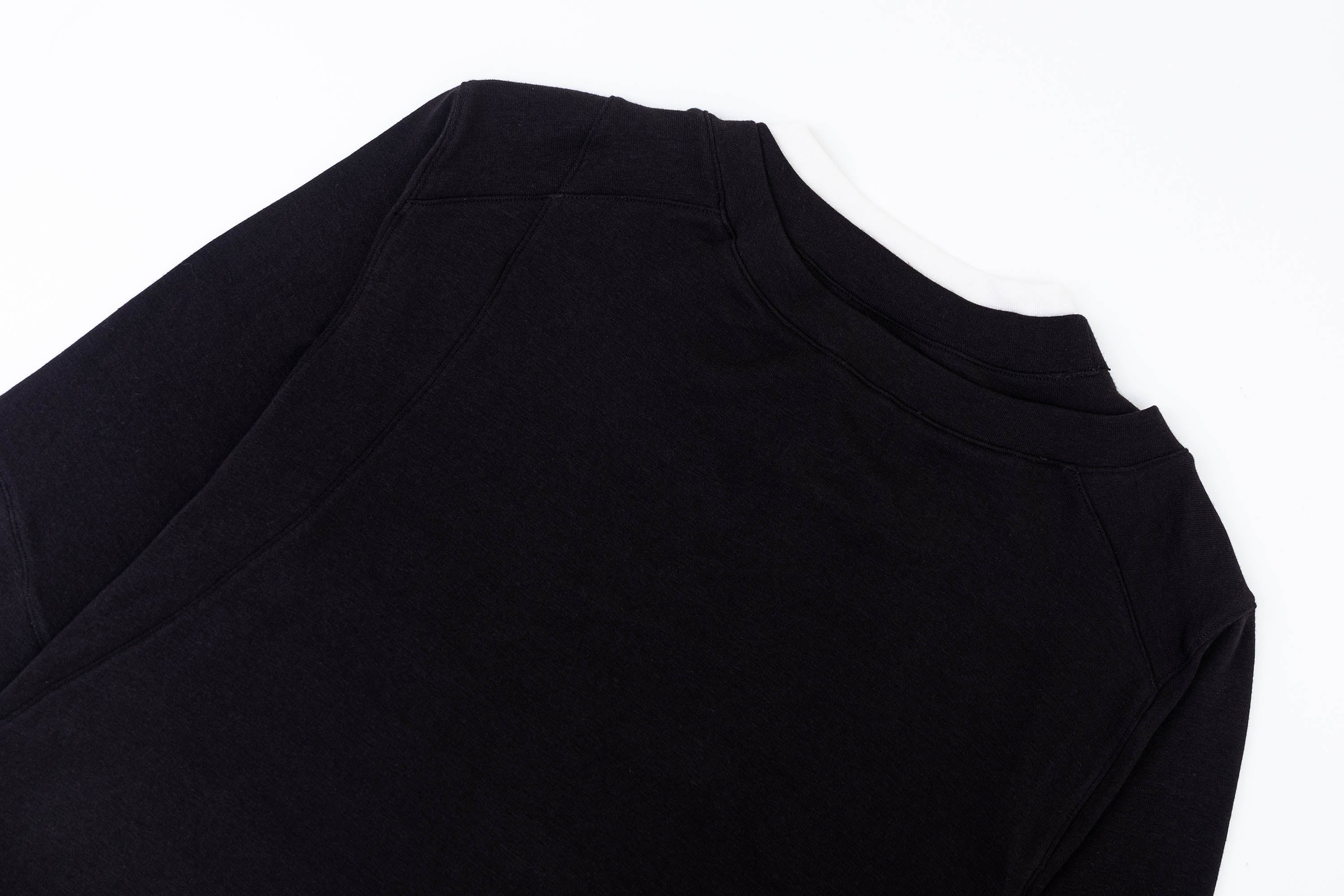 IN EXISTENCE Layered Asymmetrical Neck Embroidered Long-Sleeve Tee, premium urban and streetwear designers apparel on PROJECTISR.com, IN EXISTENCE