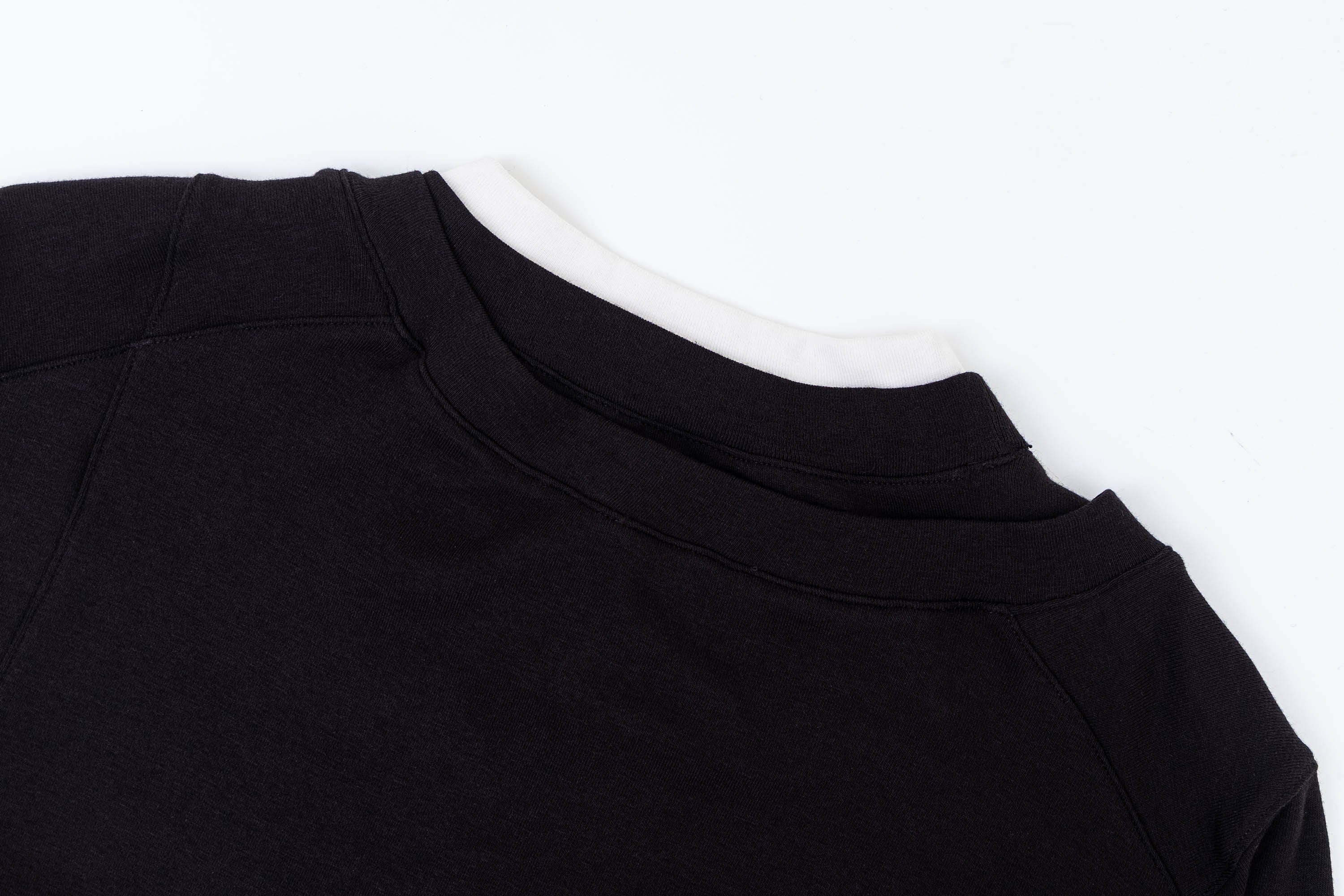IN EXISTENCE Layered Asymmetrical Neck Embroidered Long-Sleeve Tee, premium urban and streetwear designers apparel on PROJECTISR.com, IN EXISTENCE