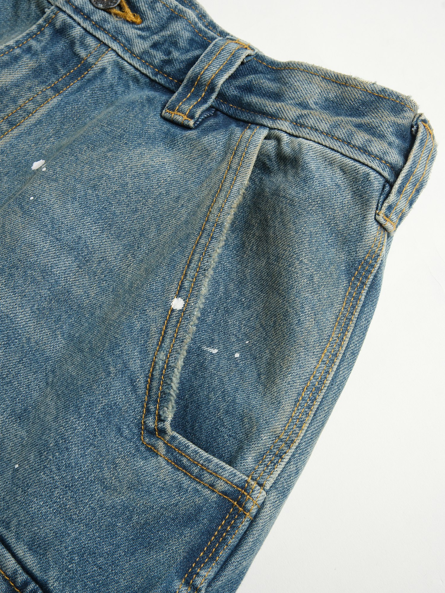 NEIGBORL Retro Washed Paint-Splattered Multi-Pocket Denim Shorts