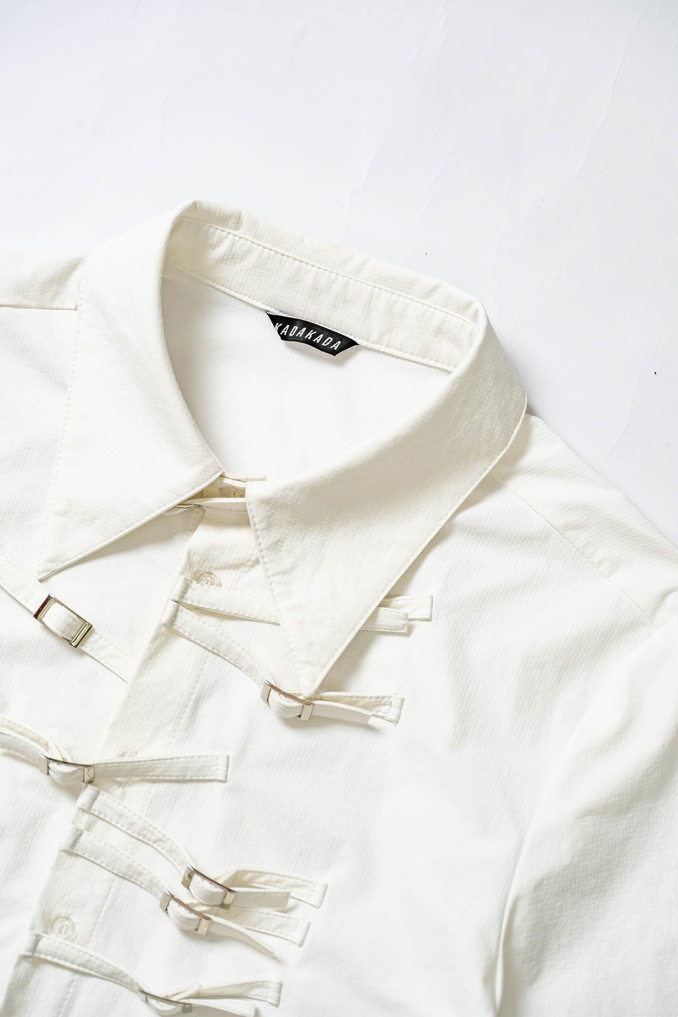 KADAKADA Asymmetrical Multi-Buckle Tailored Fit Shirt, premium urban and streetwear designers apparel on PROJECTISR.com, KADAKADA