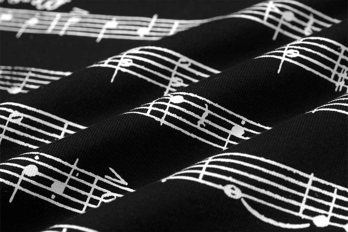DREAM BAND Punk Note Graphic Stand-Collar Fitted T-Shirt