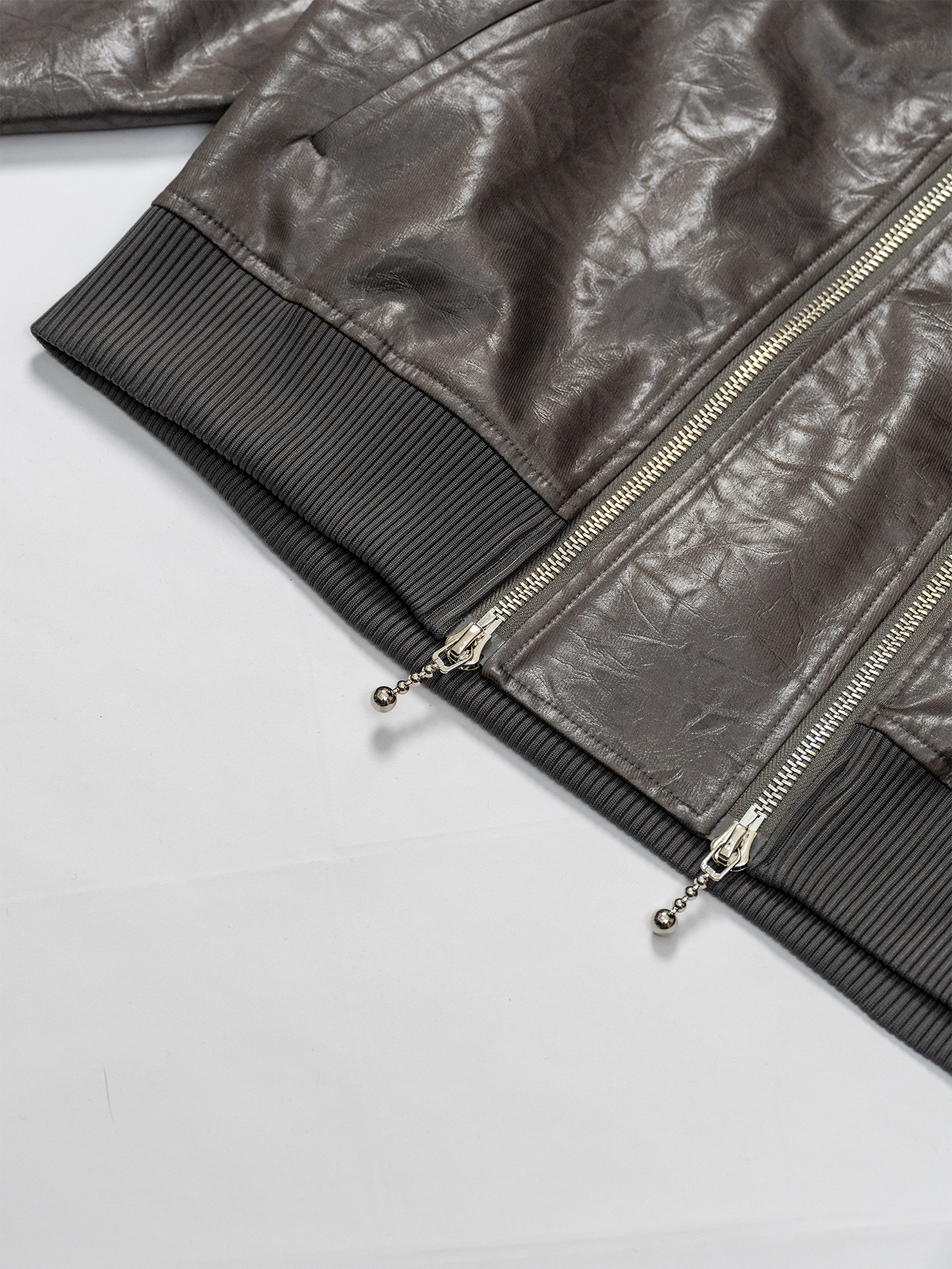 KADAKADA Faux Leather Dual-Zipper Hooded Jacket