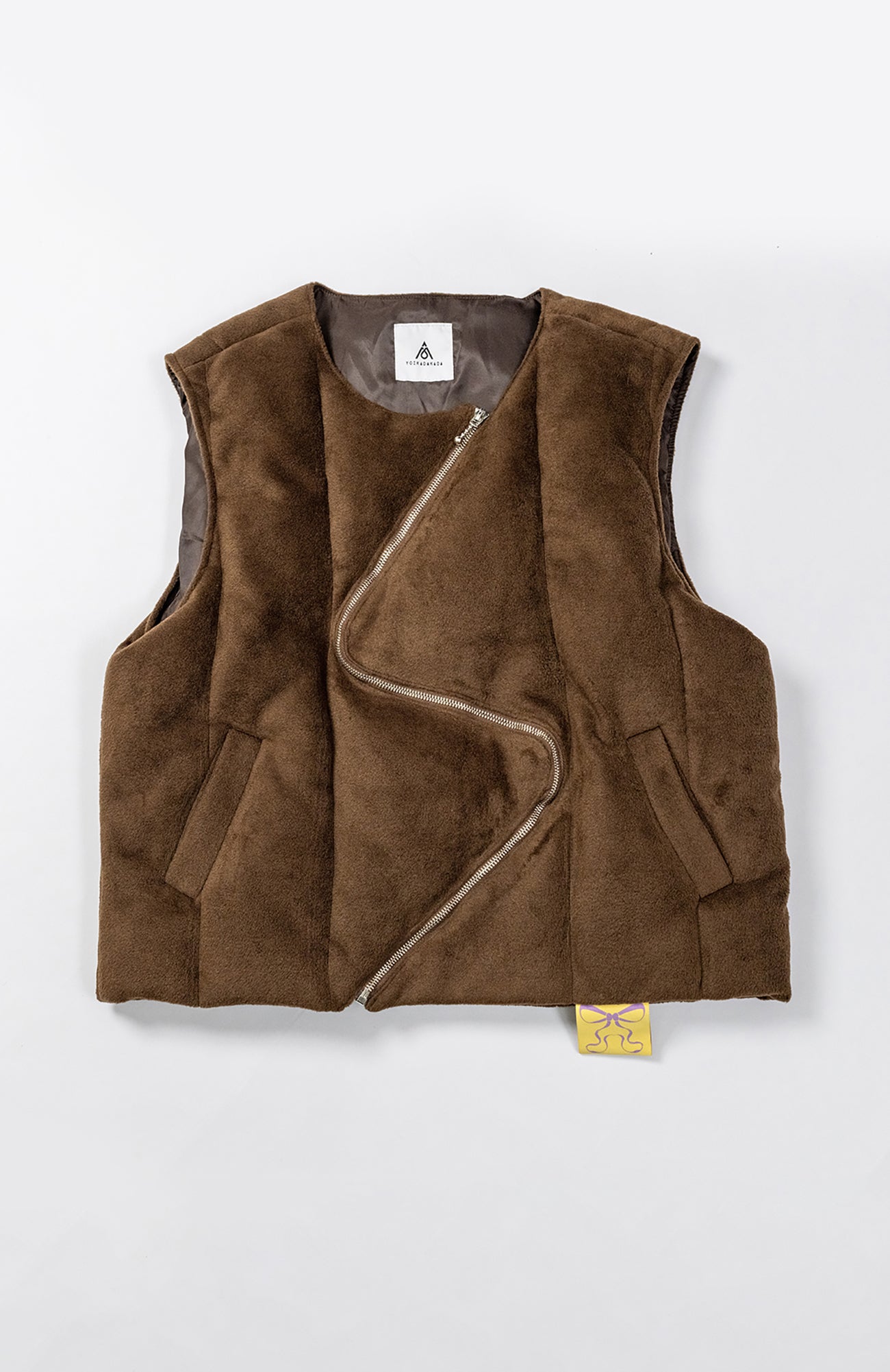 KADAKADA Curved Zip Suede-Puff Vest
