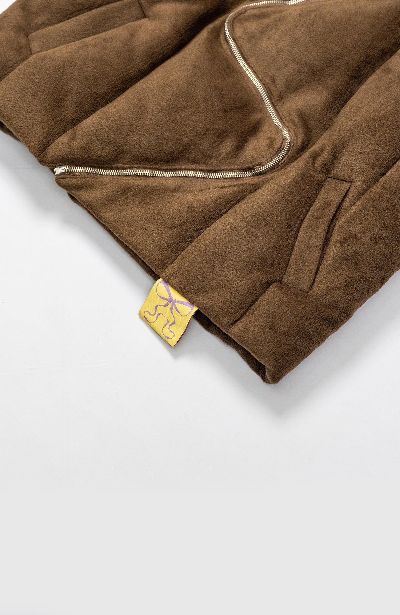 KADAKADA Curved Zip Suede-Puff Vest